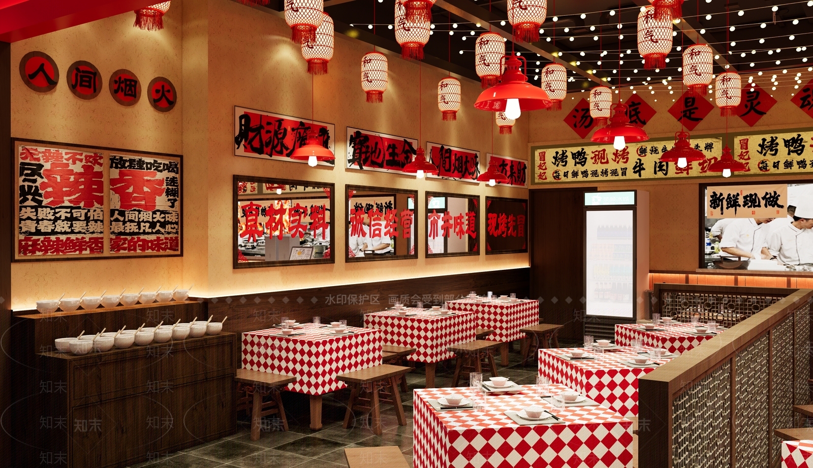 现代工业火锅店SU模型下载【ID:1190595270】