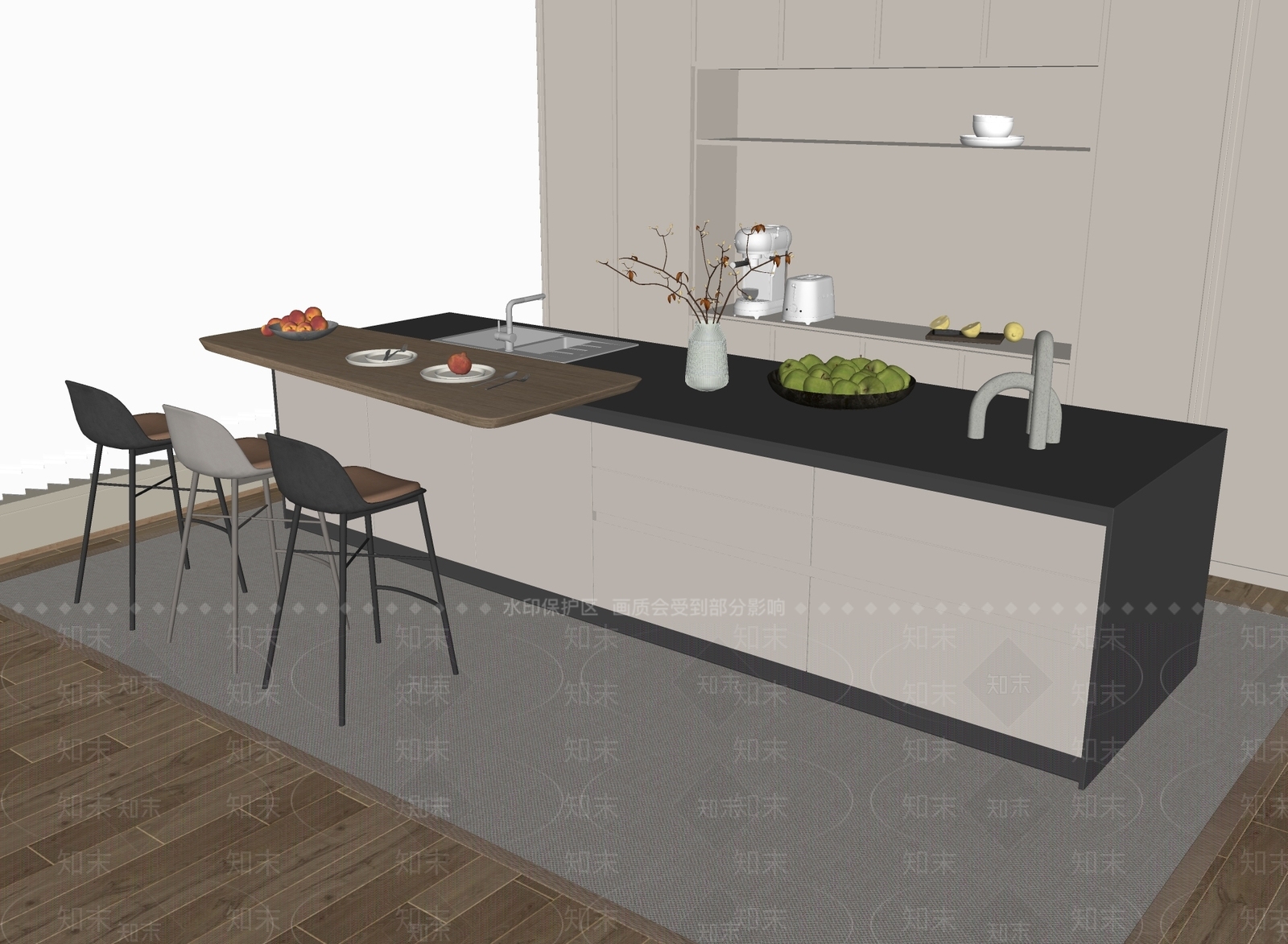 现代餐桌椅SU模型下载【ID:1190595561】