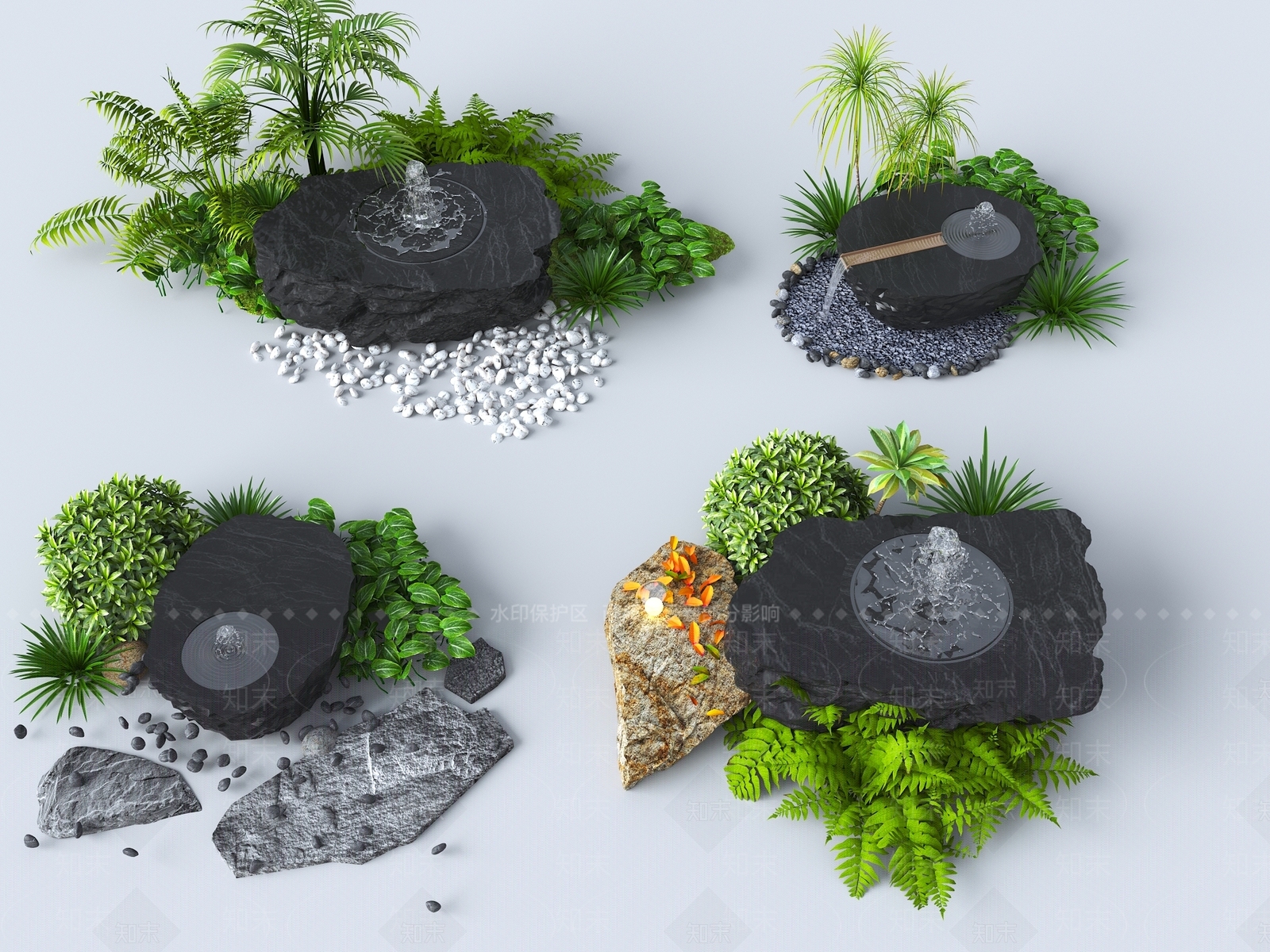 现代假山水景3D模型下载【ID:1190596042】
