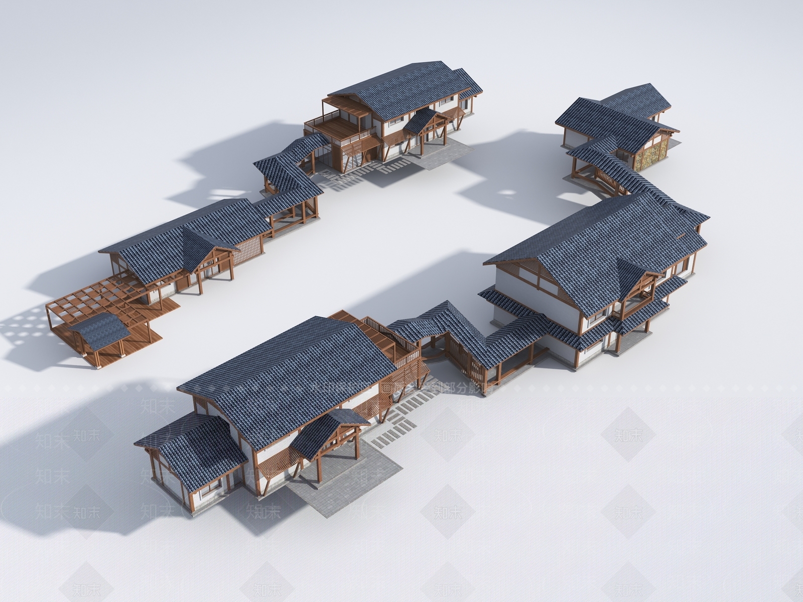 新中式中式古建3D模型下载【ID:1190596017】