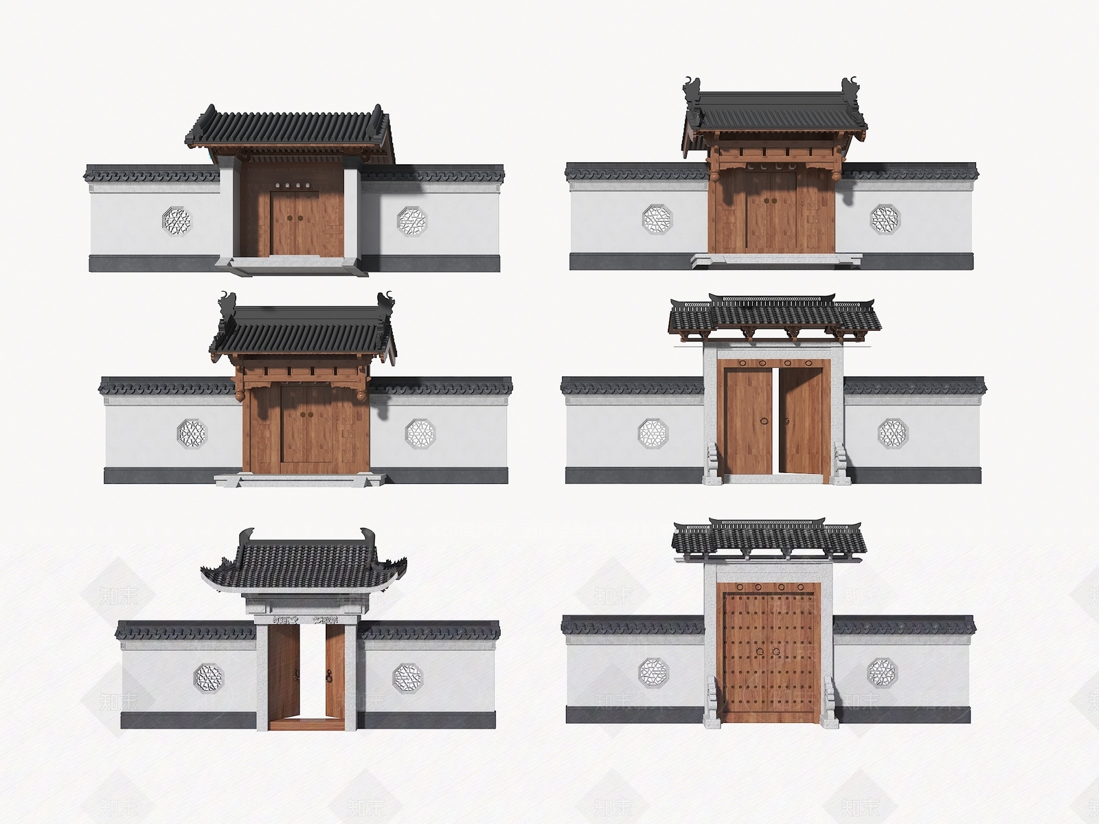 新中式中式围墙3D模型下载【ID:1190596407】