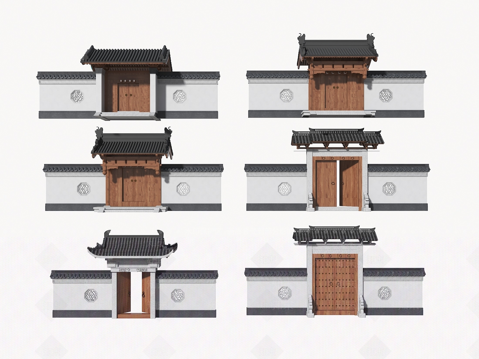 新中式中式入口大门SU模型下载【ID:1190596534】