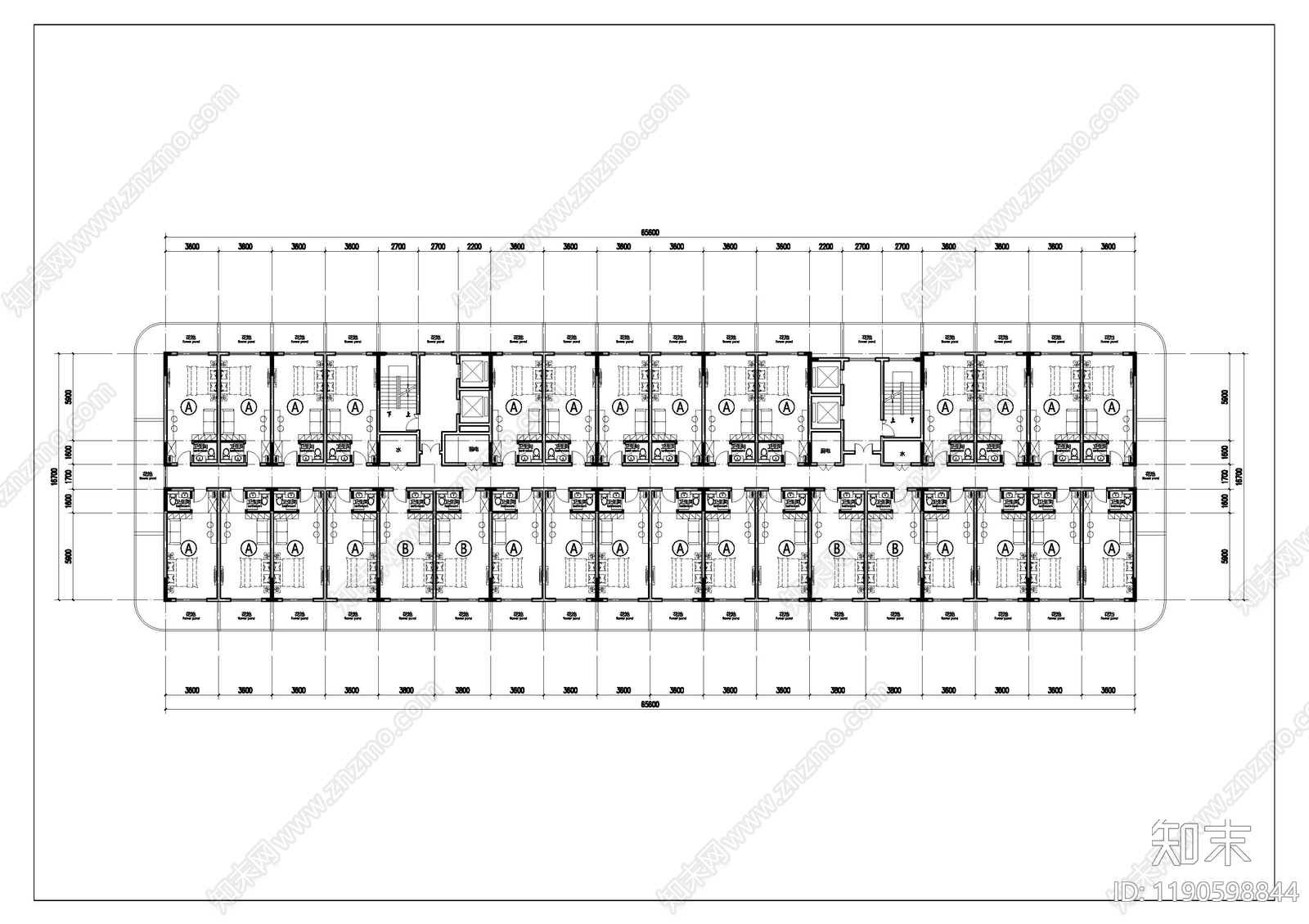 现代新中式酒店建筑施工图下载【ID:1190598844】