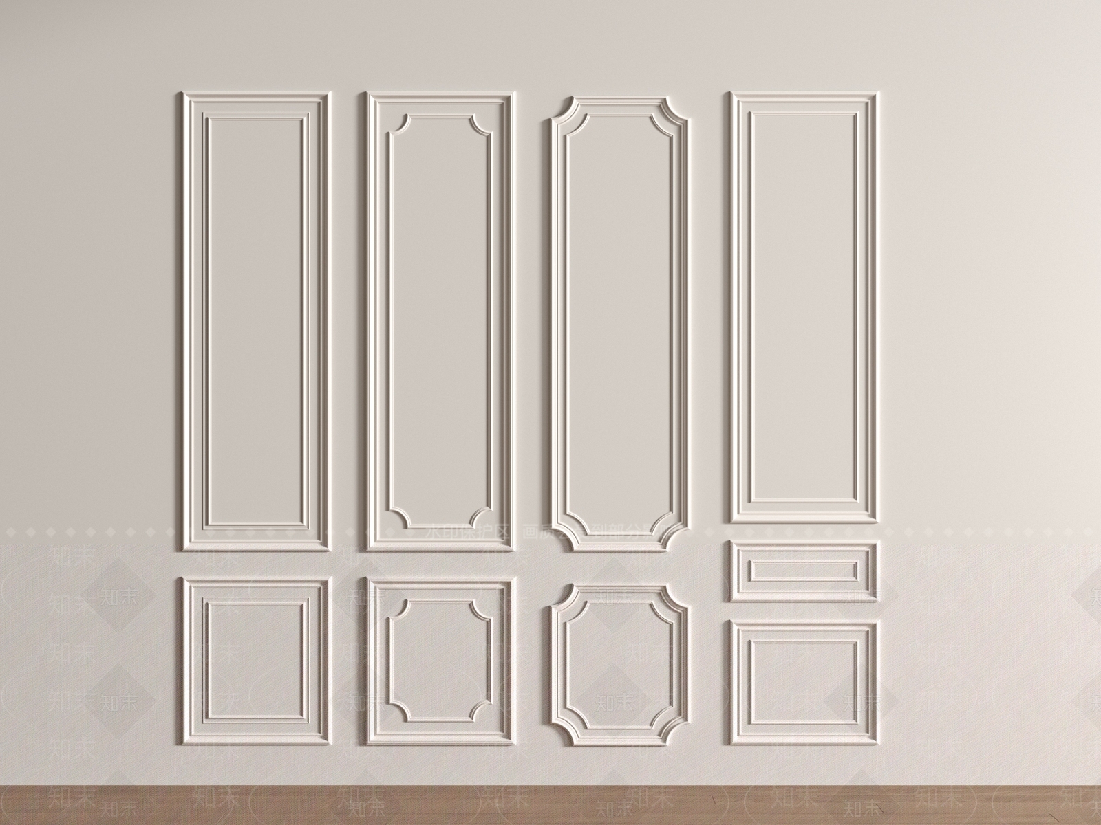 法式美式护墙板3D模型下载【ID:1190599020】