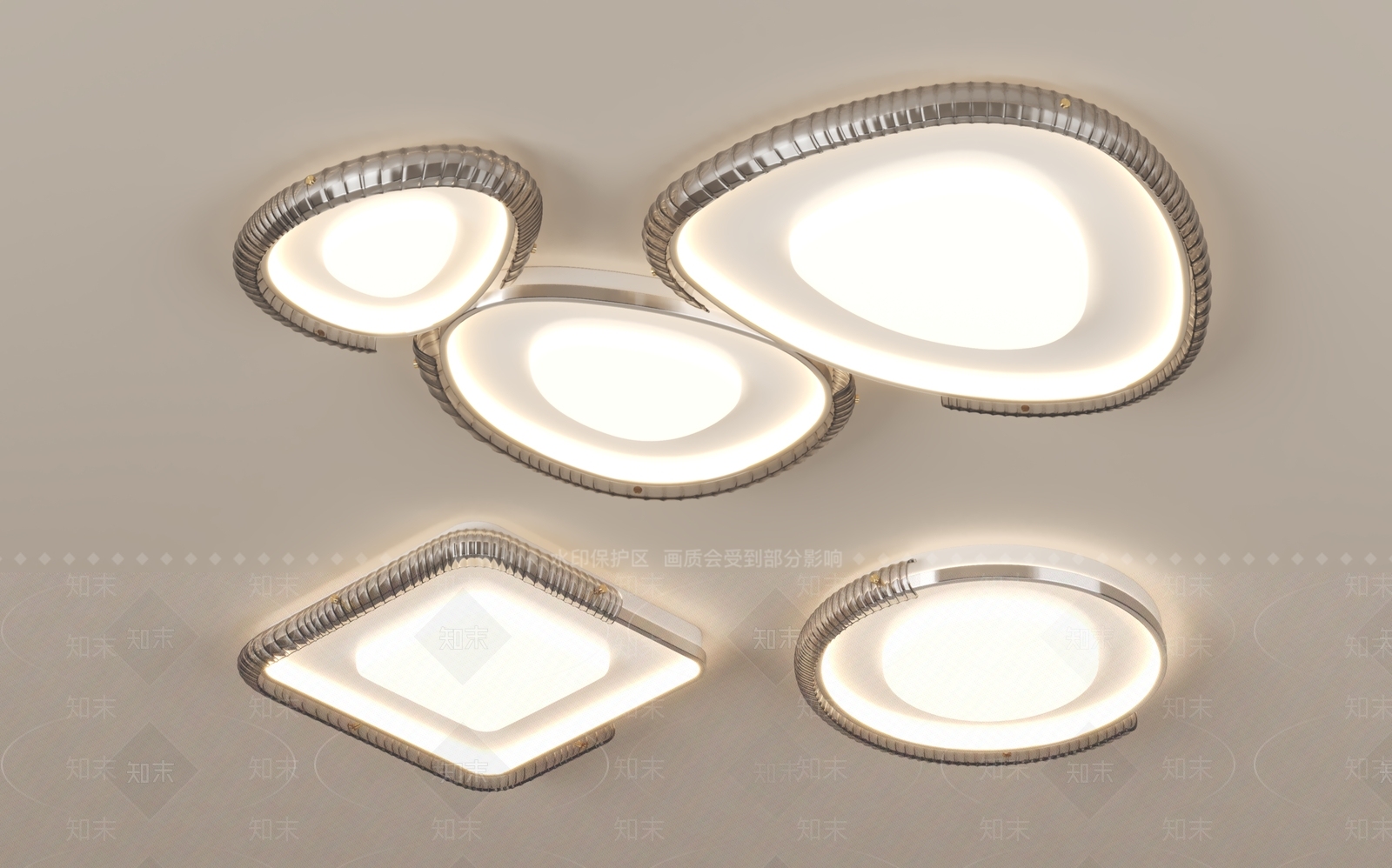 奶油意式客厅吸顶灯3D模型下载【ID:1190599948】