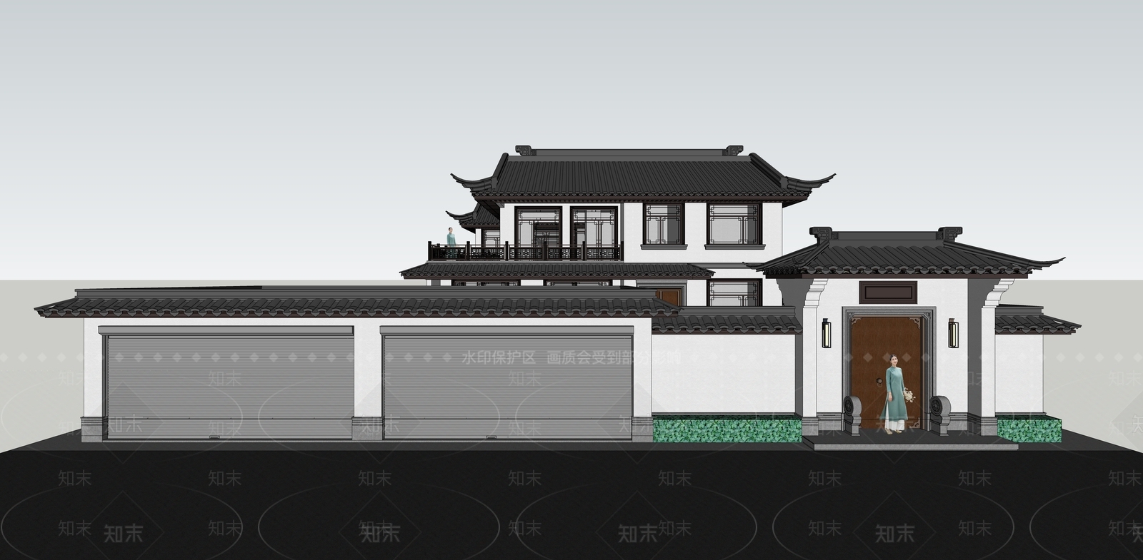 新中式中式四合院SU模型下载【ID:1190602737】