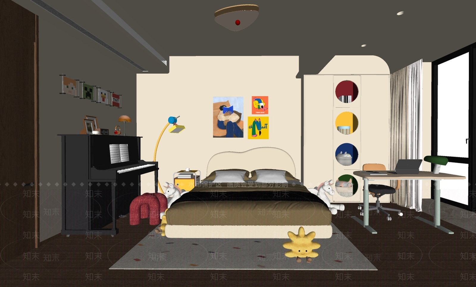 现代通用儿童房SU模型下载【ID:1190613709】