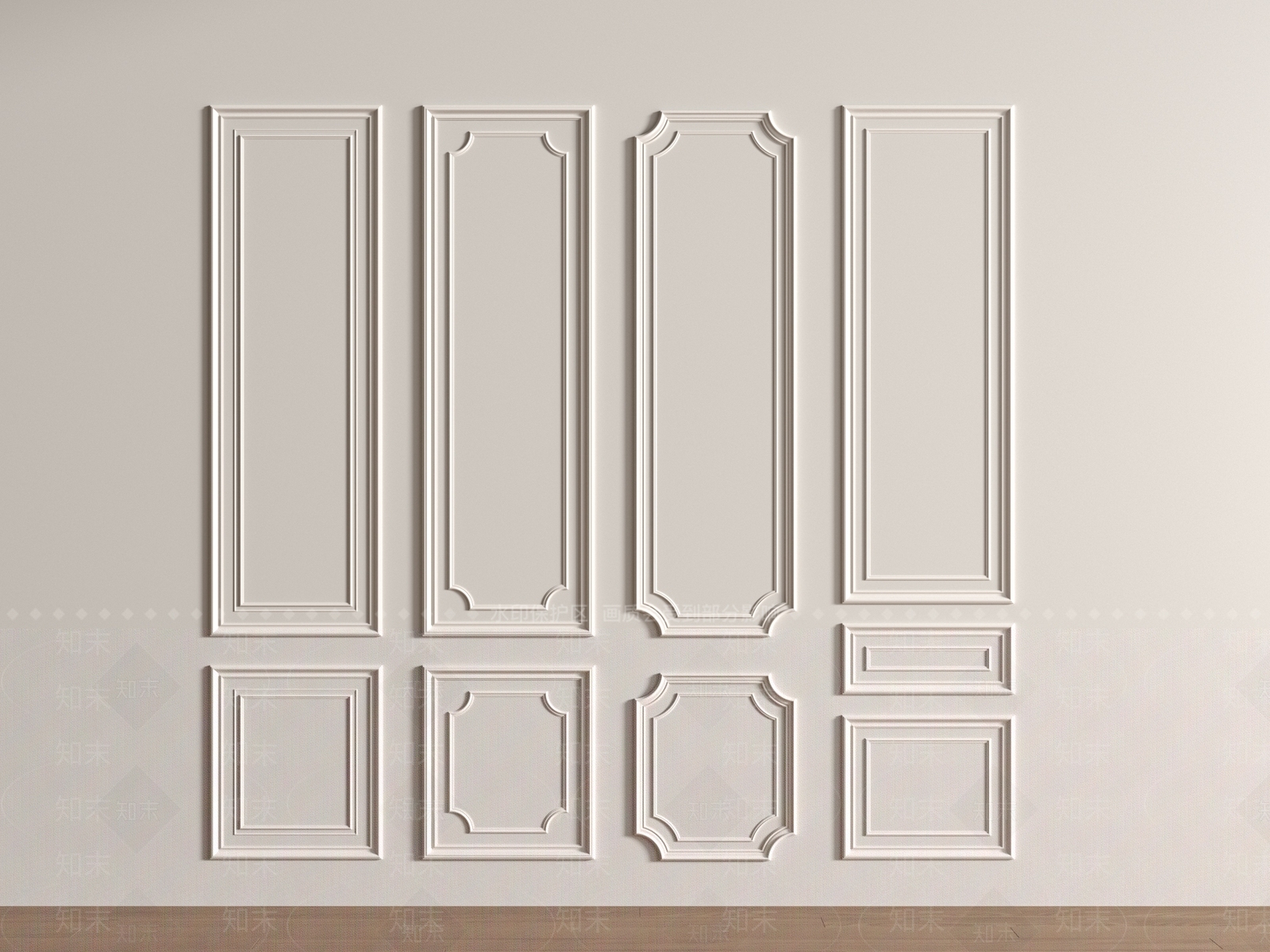 法式美式护墙板SU模型下载【ID:1190610226】