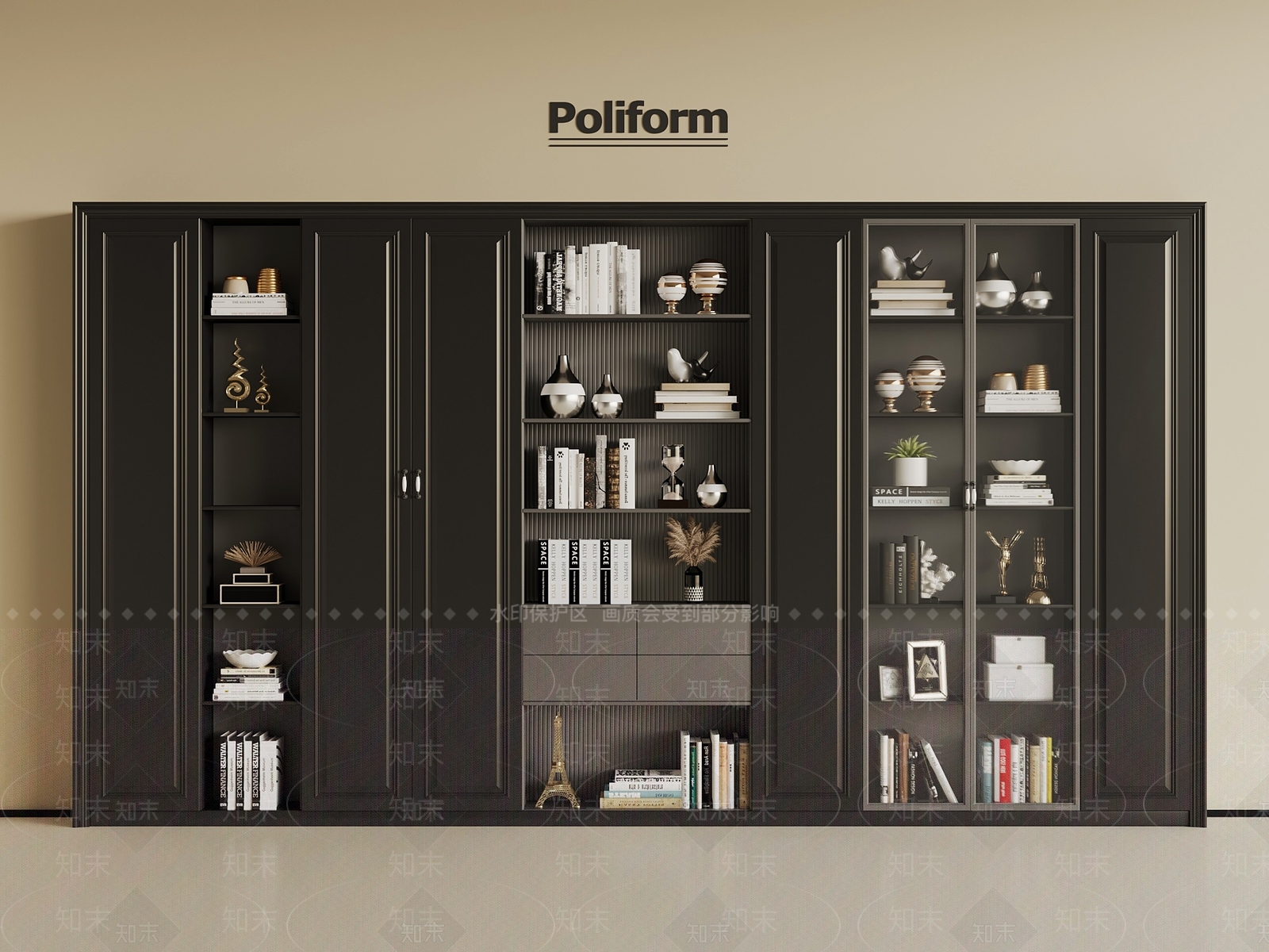 美式书柜3D模型下载【ID:1190612067】