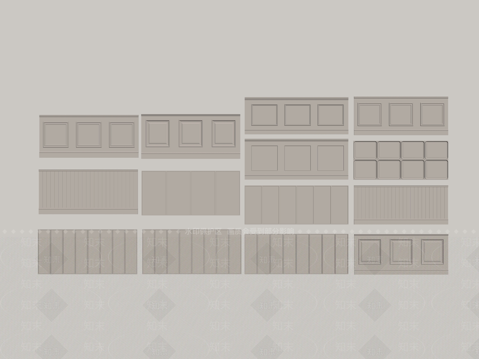 现代护墙板SU模型下载【ID:1190613376】