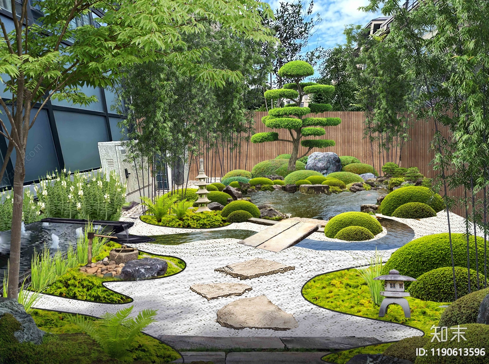新中式景观效果图下载【ID:1190613596】