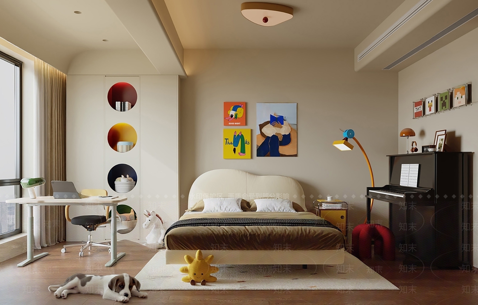 现代通用儿童房SU模型下载【ID:1190613709】