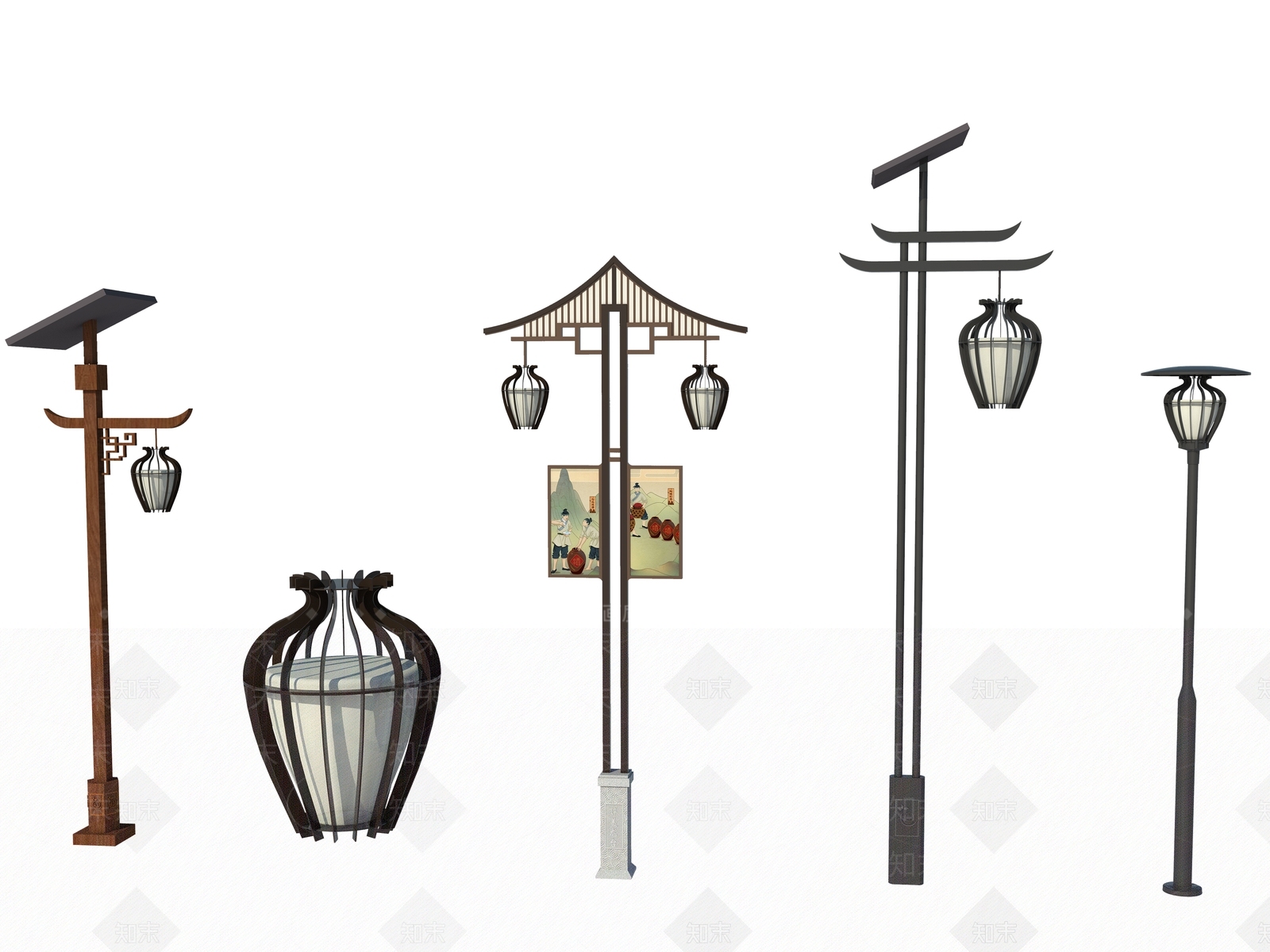 新中式现代景观柱SU模型下载【ID:1190622476】