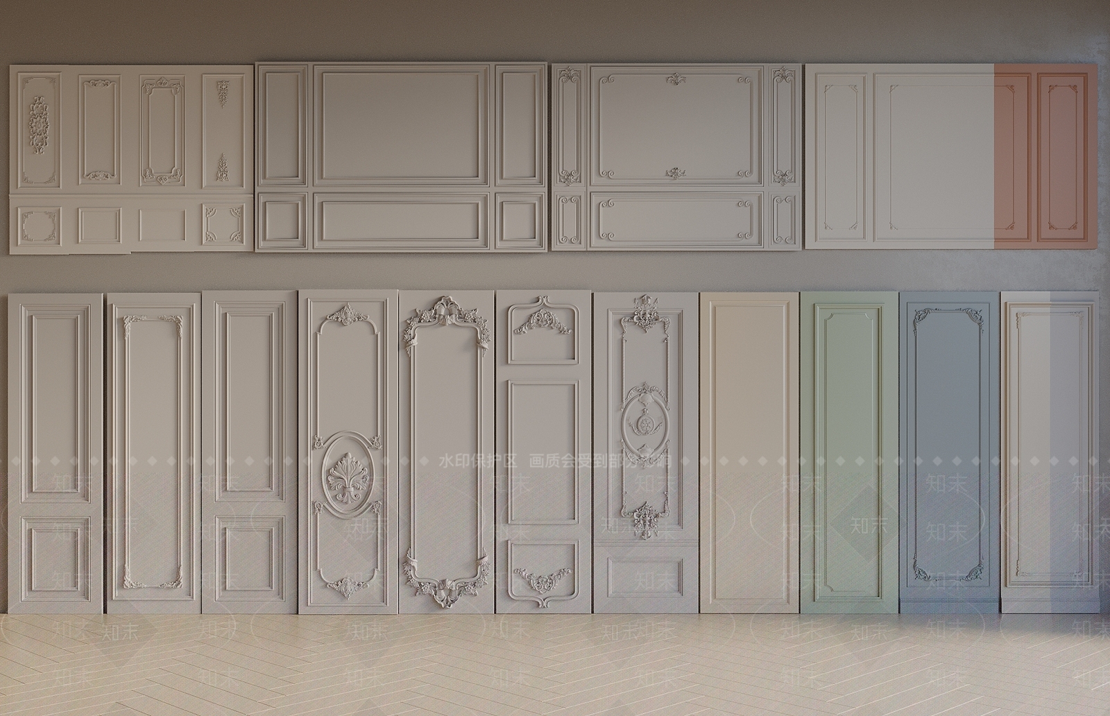 法式简欧护墙板3D模型下载【ID:1190620867】
