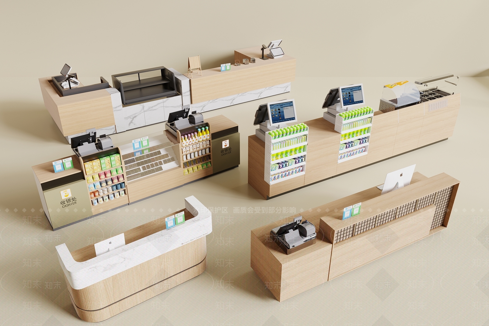 现代收银台SU模型下载【ID:1190621837】
