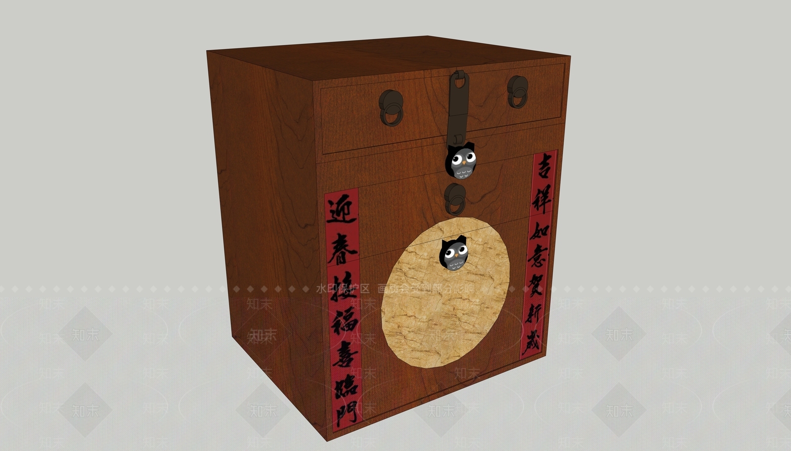 新中式储物柜SU模型下载【ID:1190622380】