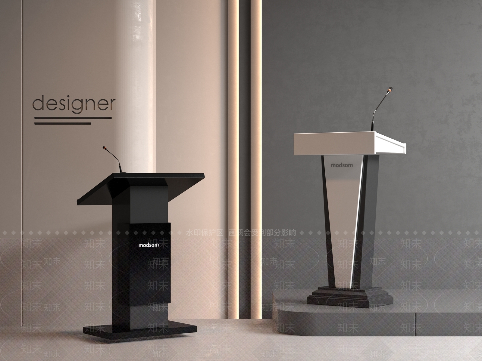 现代讲台3D模型下载【ID:1190630799】