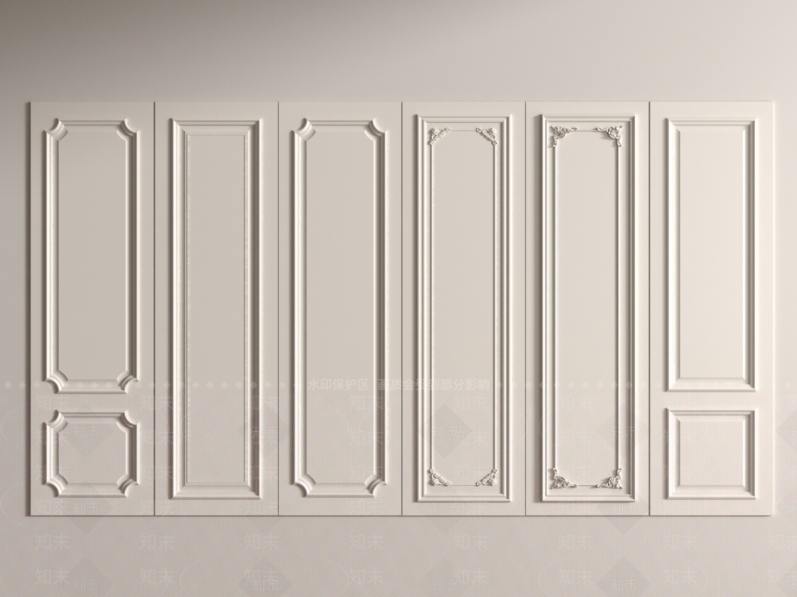 法式护墙板SU模型下载【ID:1190631468】