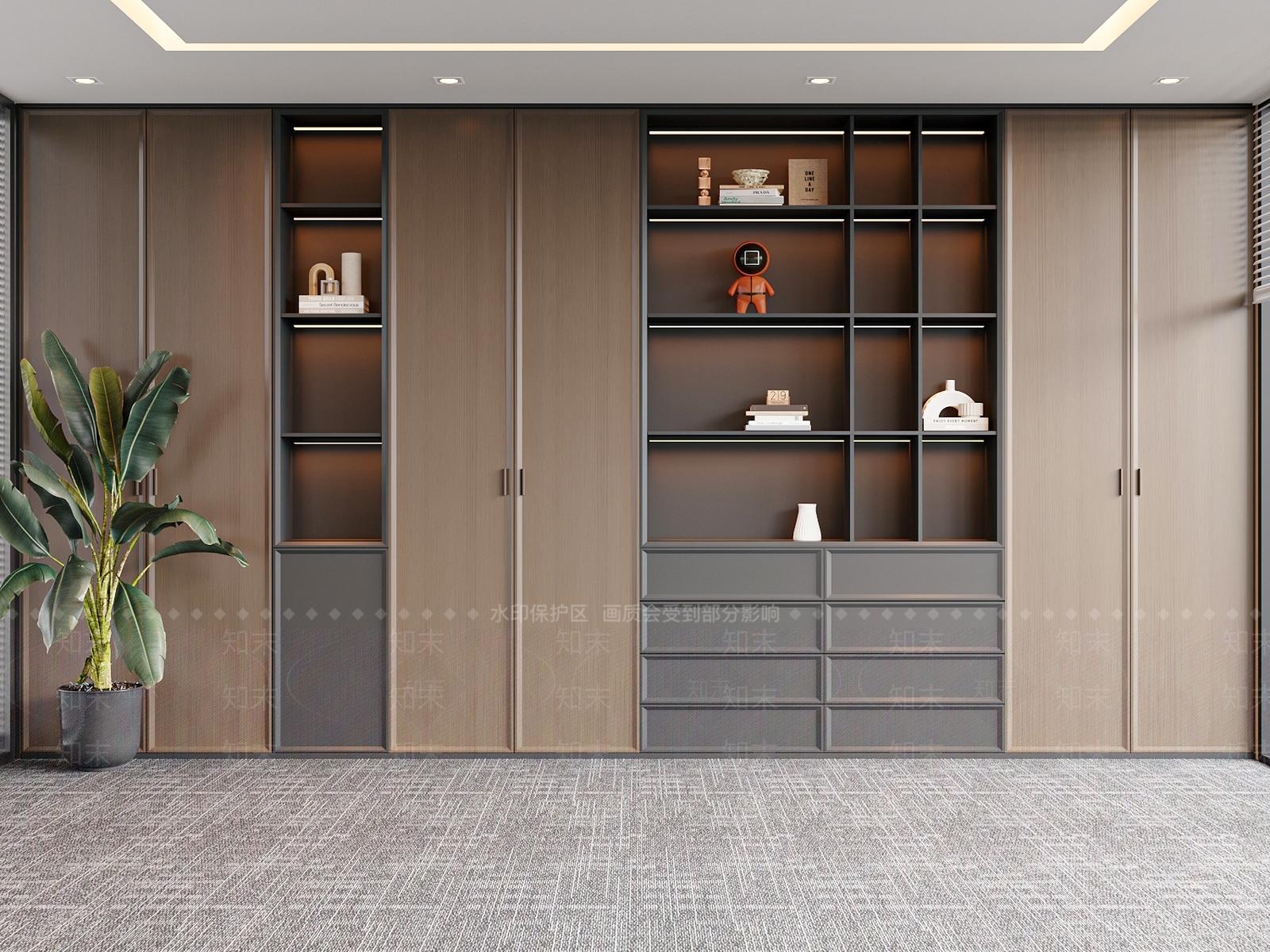 现代意式书柜3D模型下载【ID:1190631404】