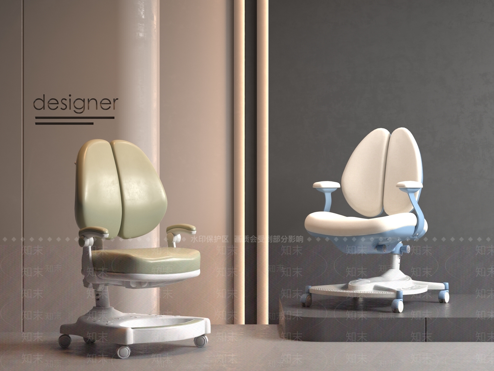 现代奶油儿童椅SU模型下载【ID:1190632379】