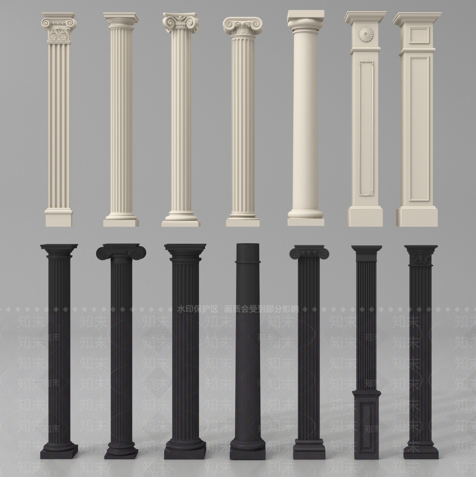 欧式柱子3D模型下载【ID:1190633660】