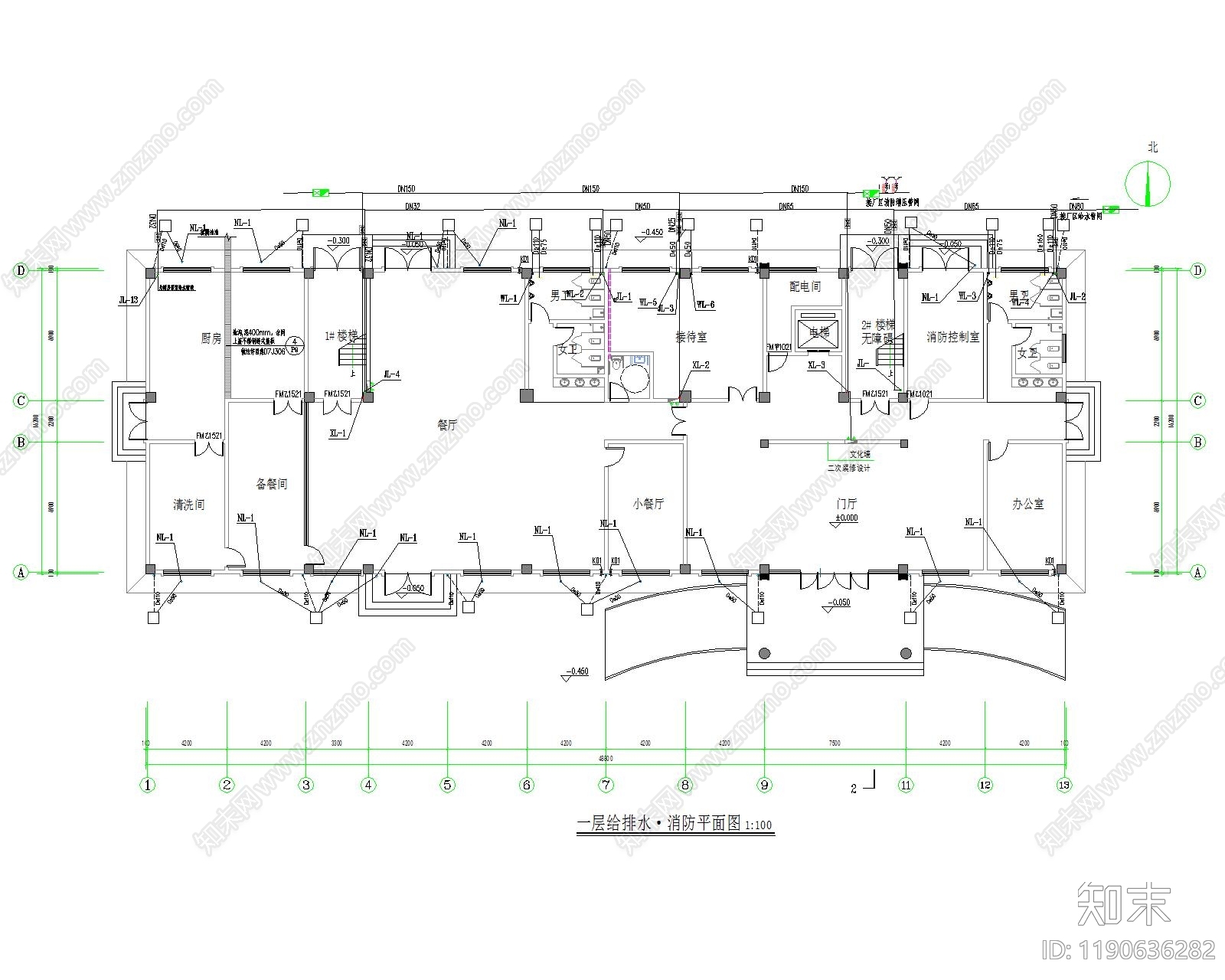 现代办公楼建筑cad施工图下载【ID:1190636282】