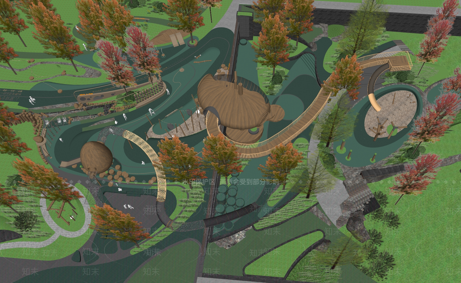 现代原木儿童游乐区SU模型下载【ID:1190646479】