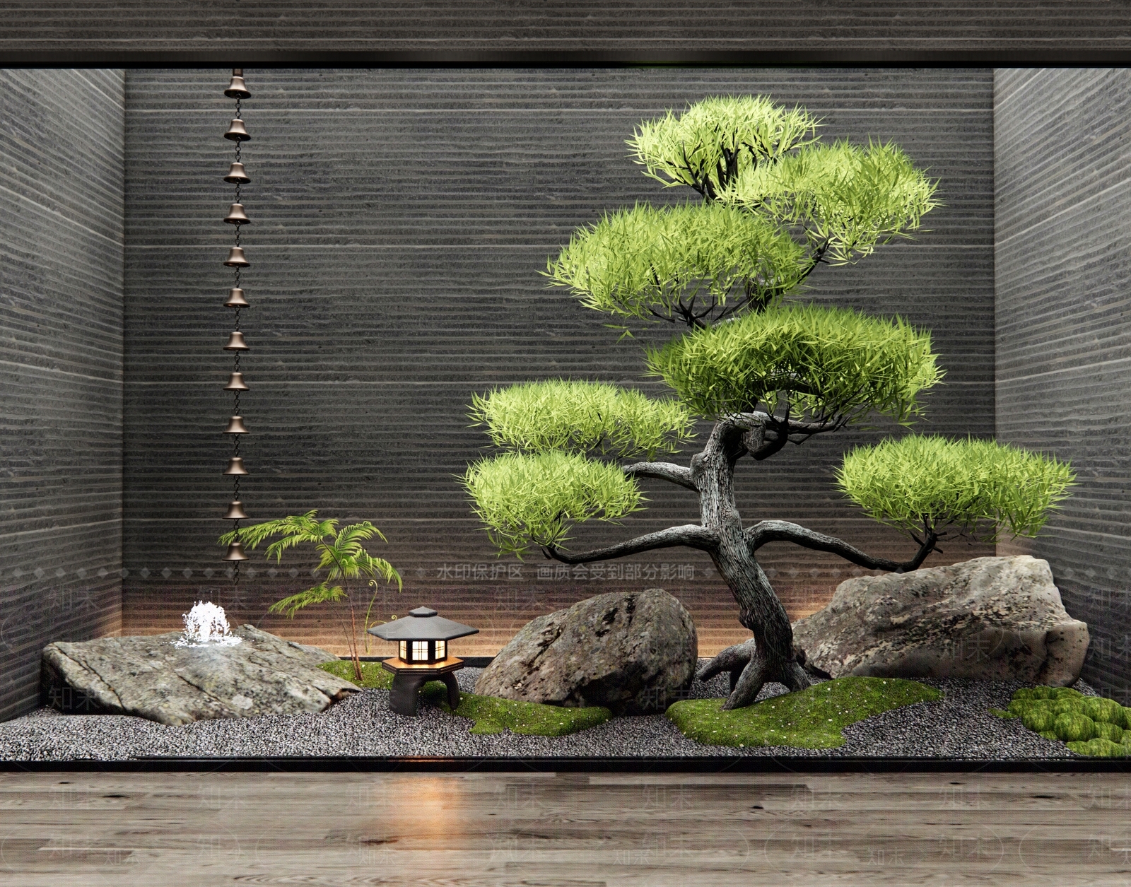 新中式室内景观3D模型下载【ID:1190643846】