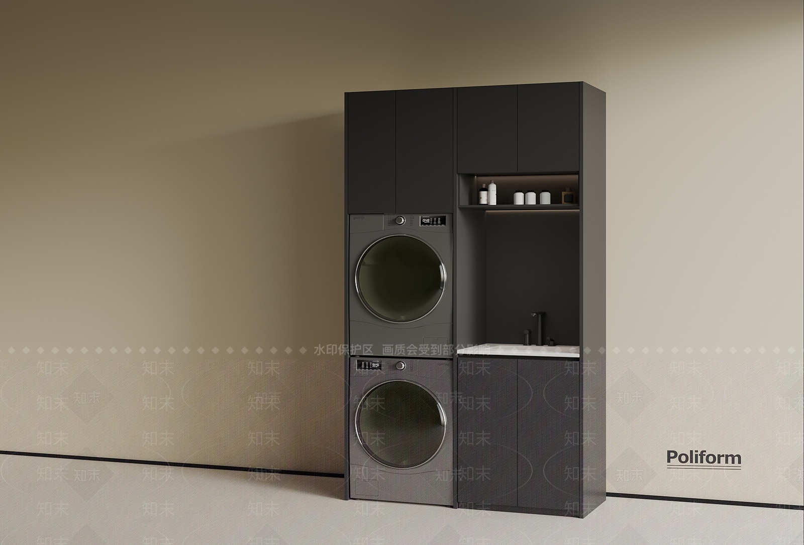 现代洗衣机柜3D模型下载【ID:1190647902】