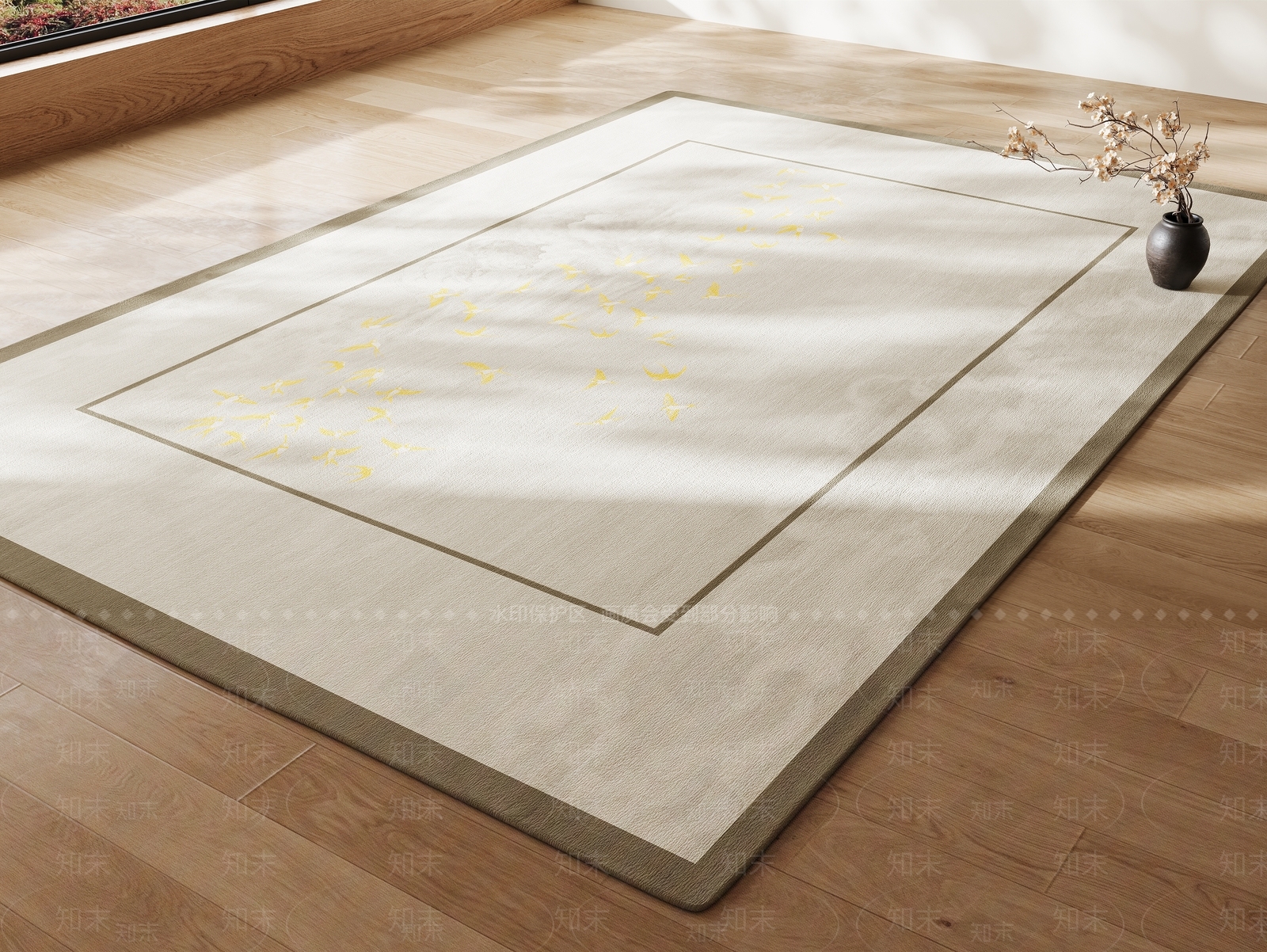 新中式中式地毯3D模型下载【ID:1190648359】