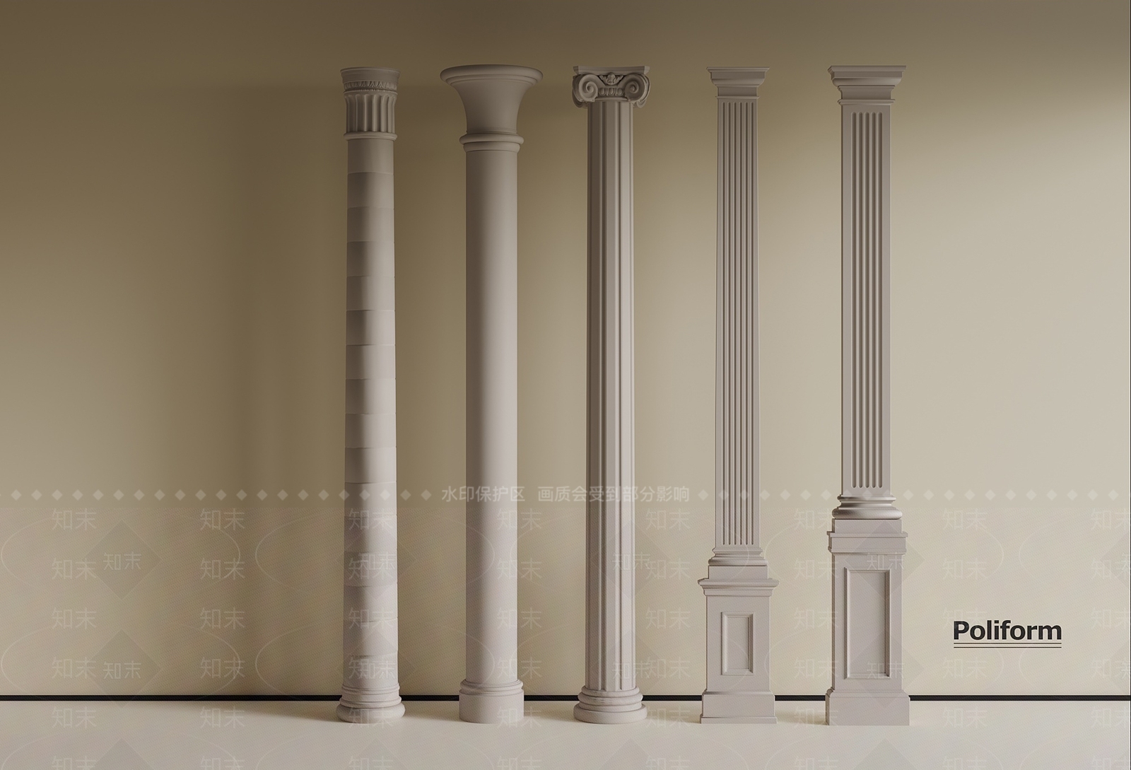 法式柱子3D模型下载【ID:1190649188】