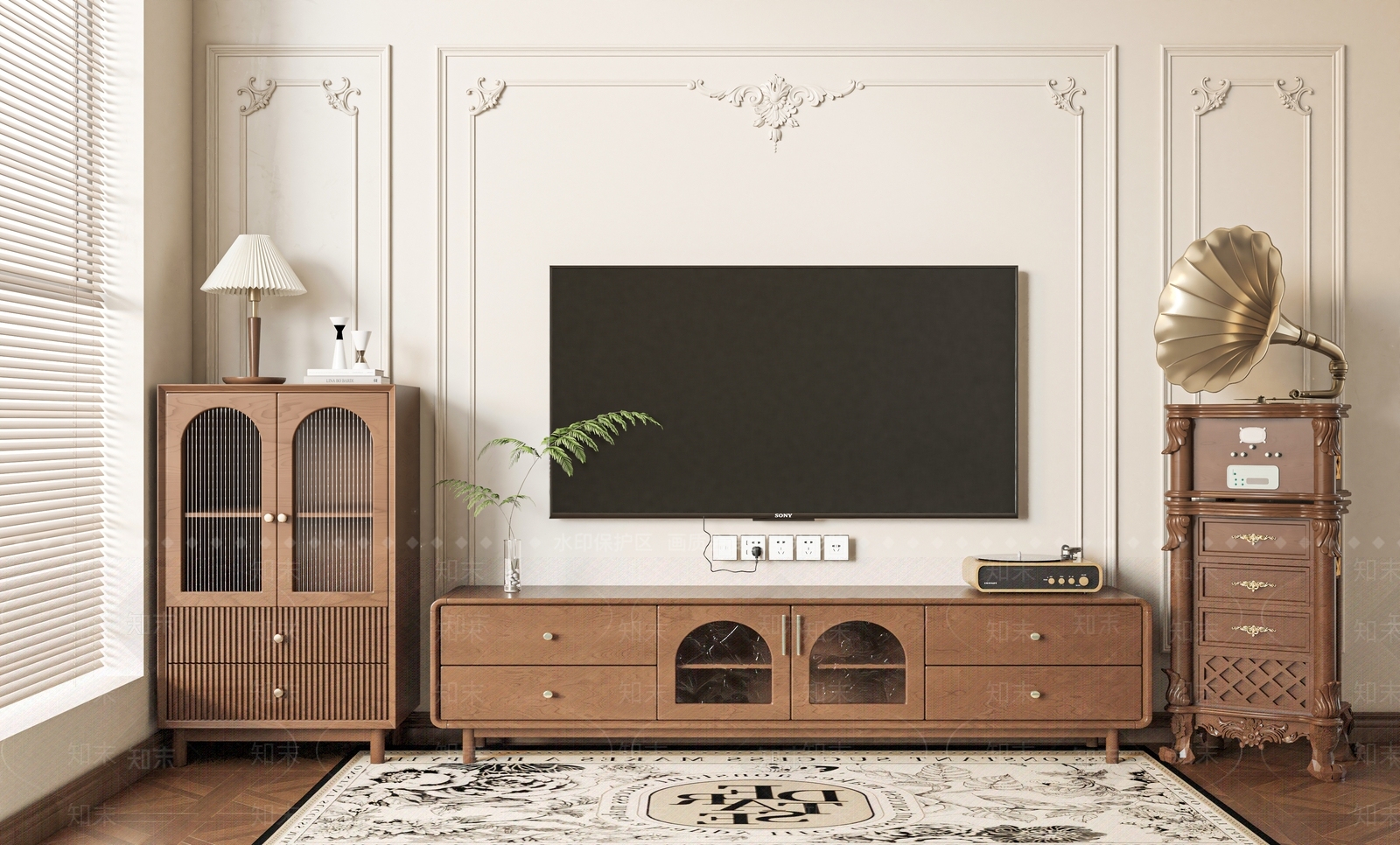 法式中古电视柜3D模型下载【ID:1190649989】