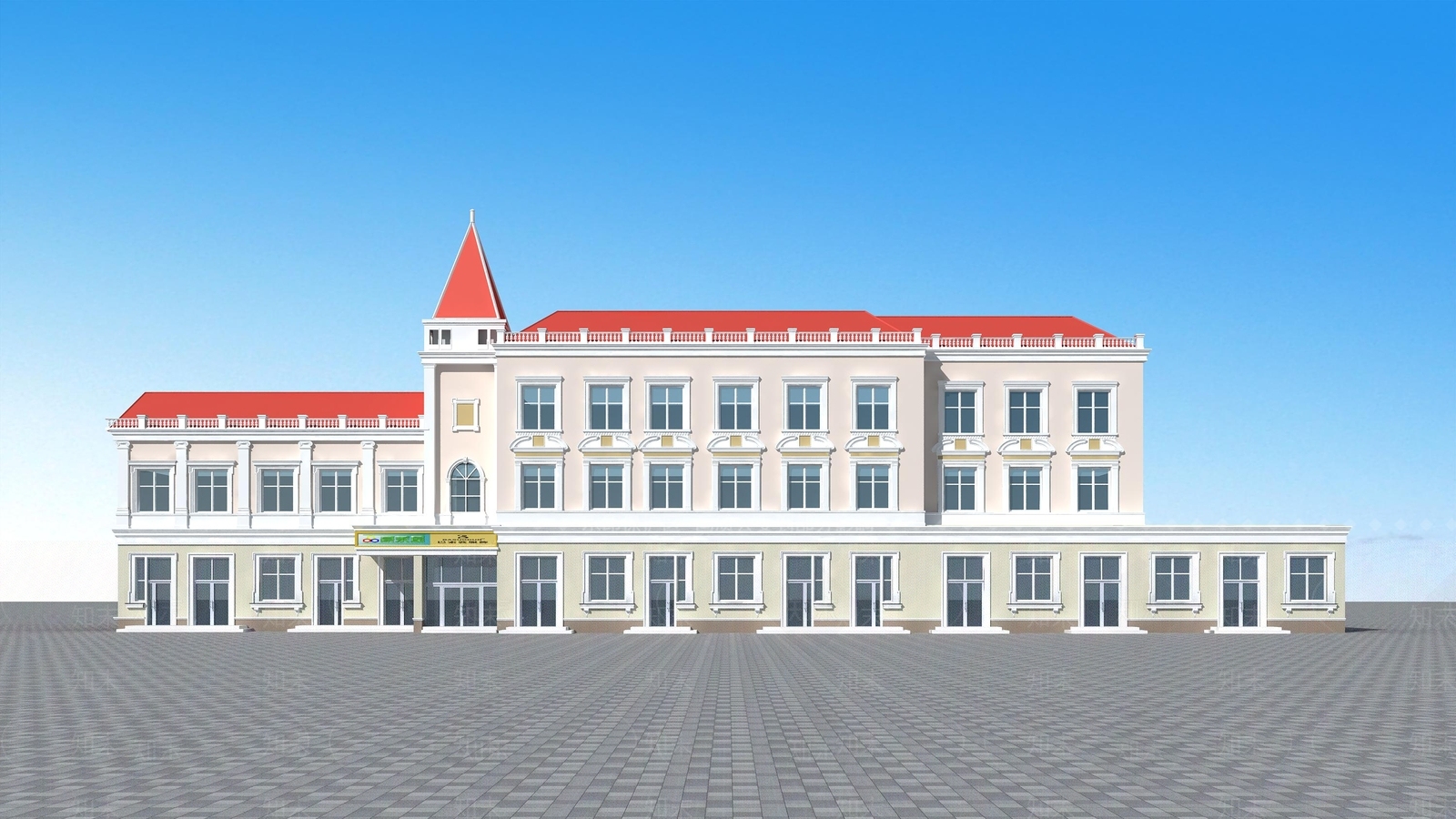 简欧办公楼3D模型下载【ID:1190650196】