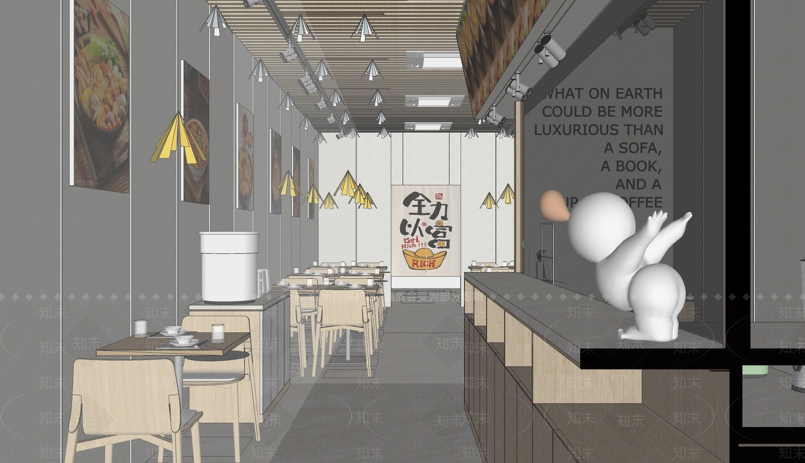 现代快餐店SU模型下载【ID:1190651077】