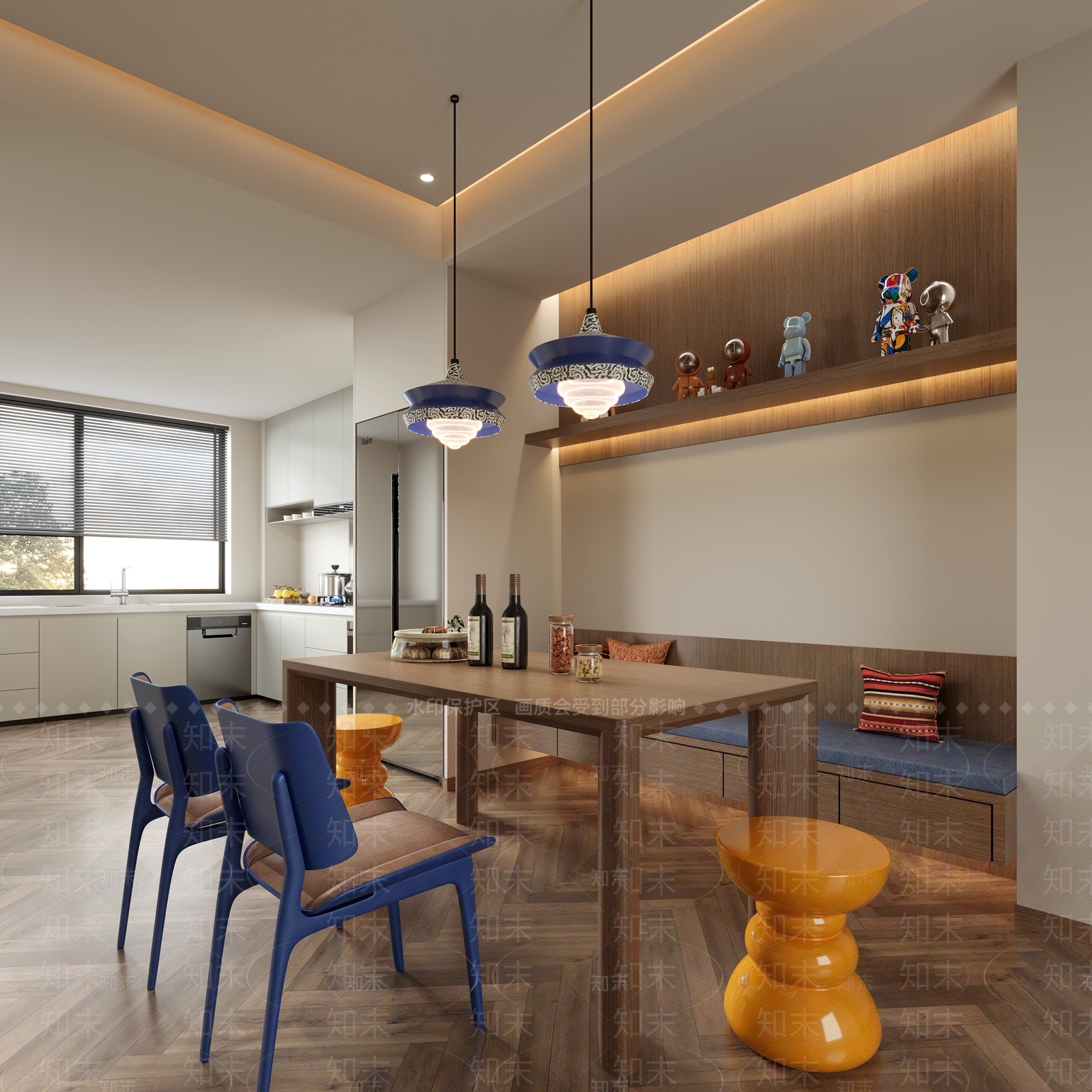 现代北欧家居餐厅3D模型下载【ID:1190662173】