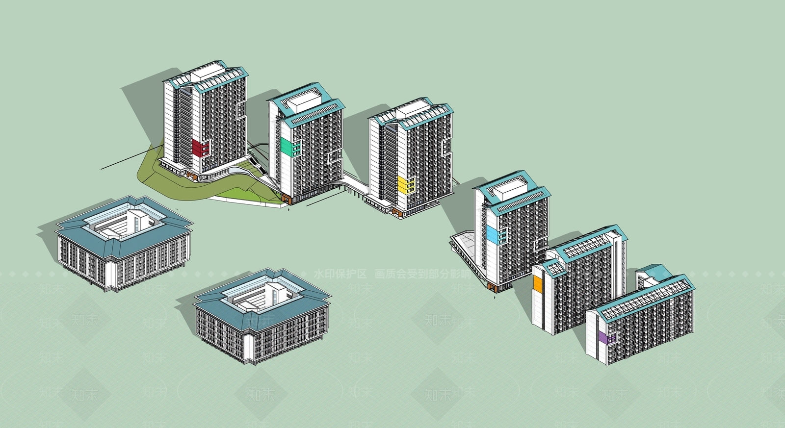 现代新中式学校建筑SU模型下载【ID:1190663080】