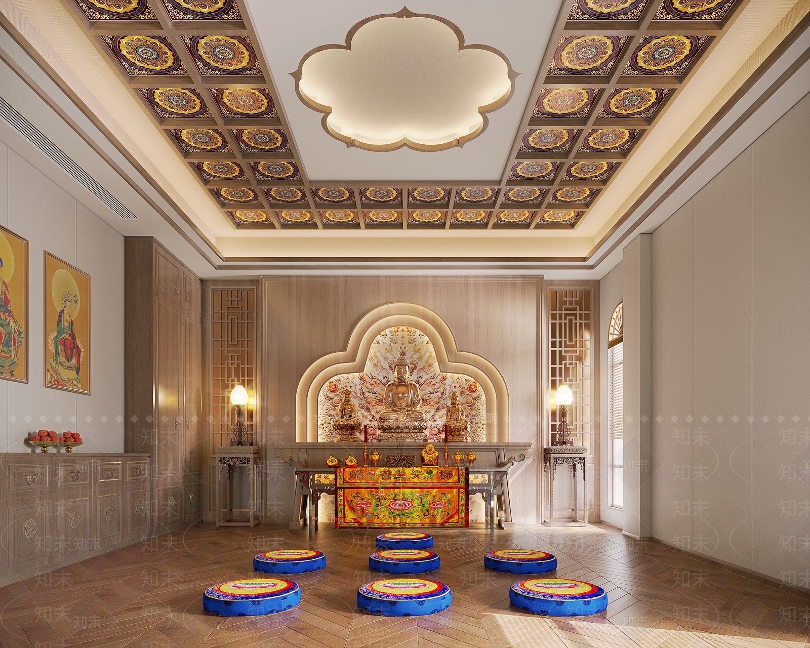新中式中式佛堂3D模型下载【ID:1190663239】