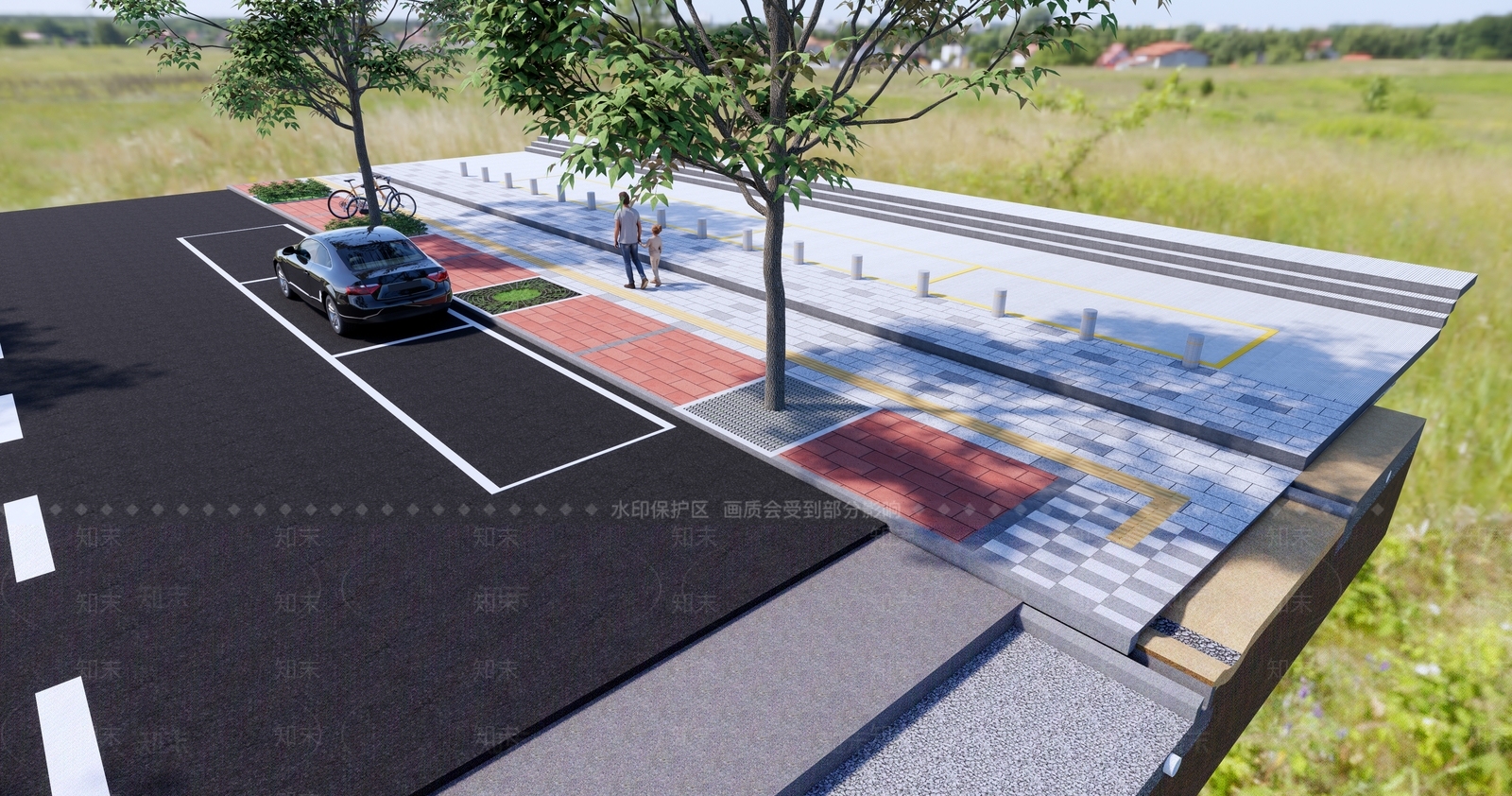 现代广场景观SU模型下载【ID:1190663790】