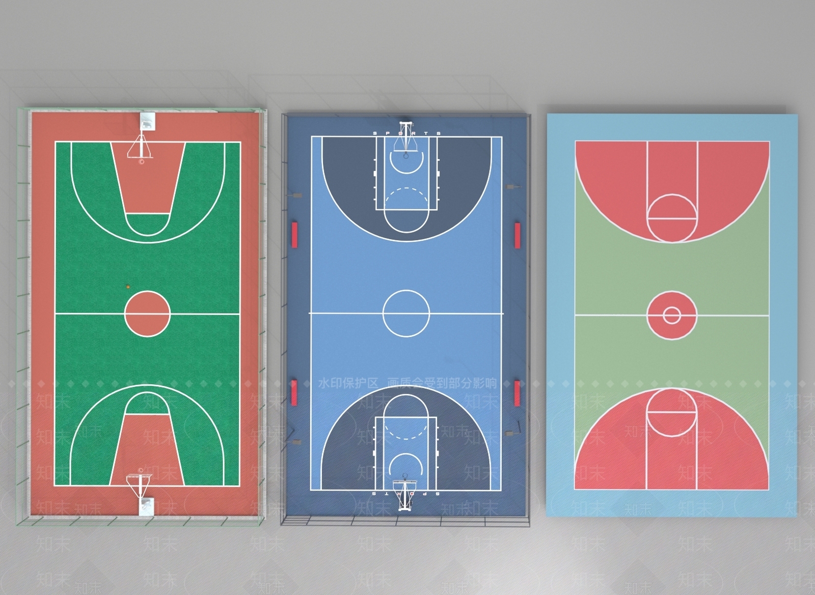 现代篮球场3D模型下载【ID:1190663971】