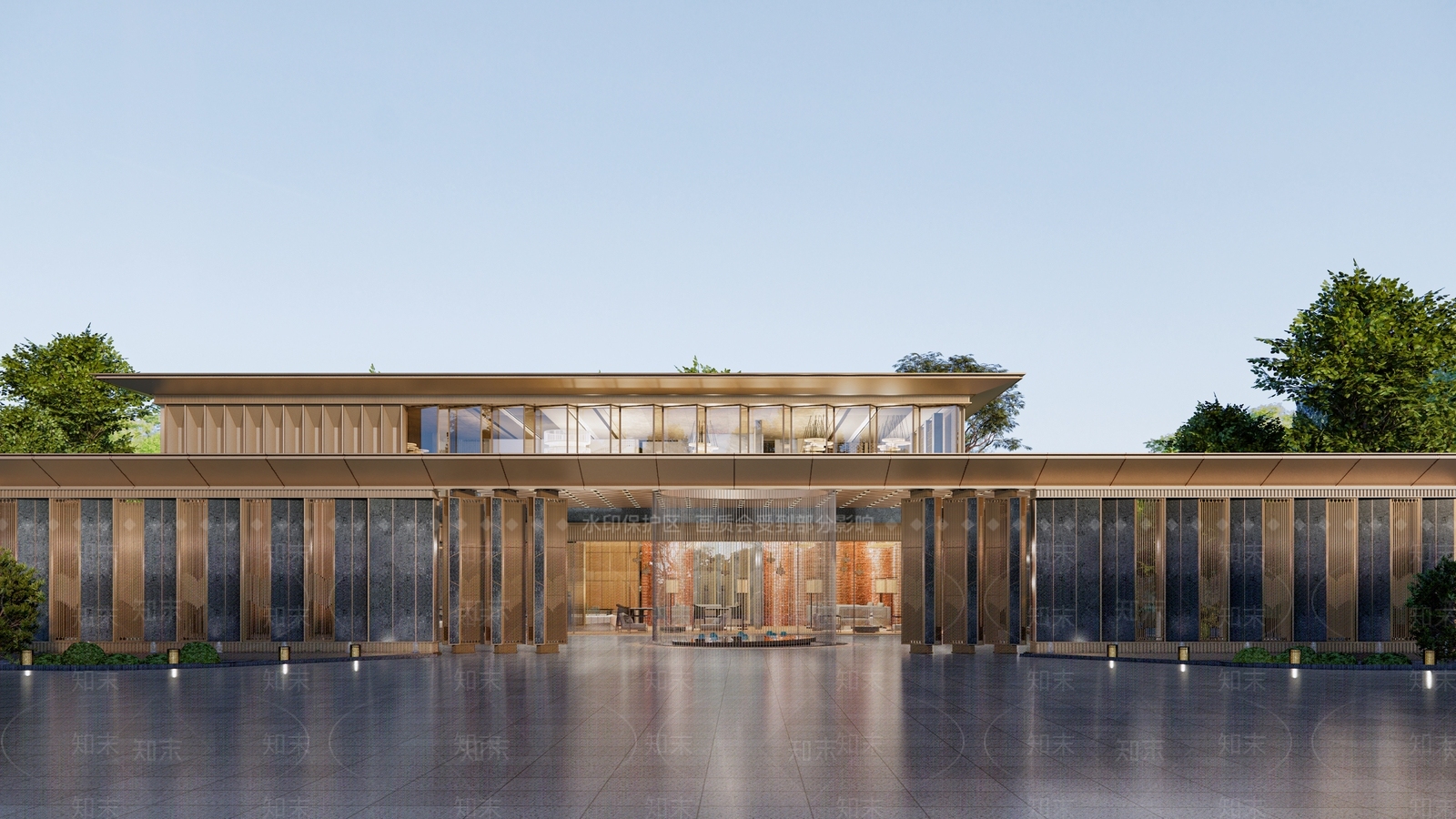 现代售楼处建筑SU模型下载【ID:1190664021】
