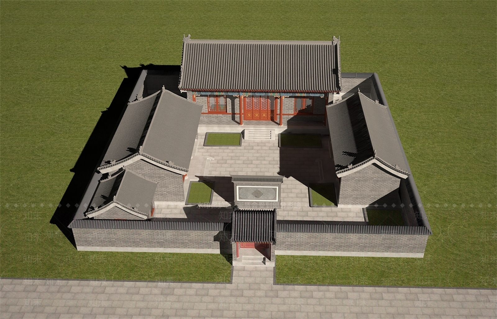 中式四合院3D模型下载【ID:1190665076】