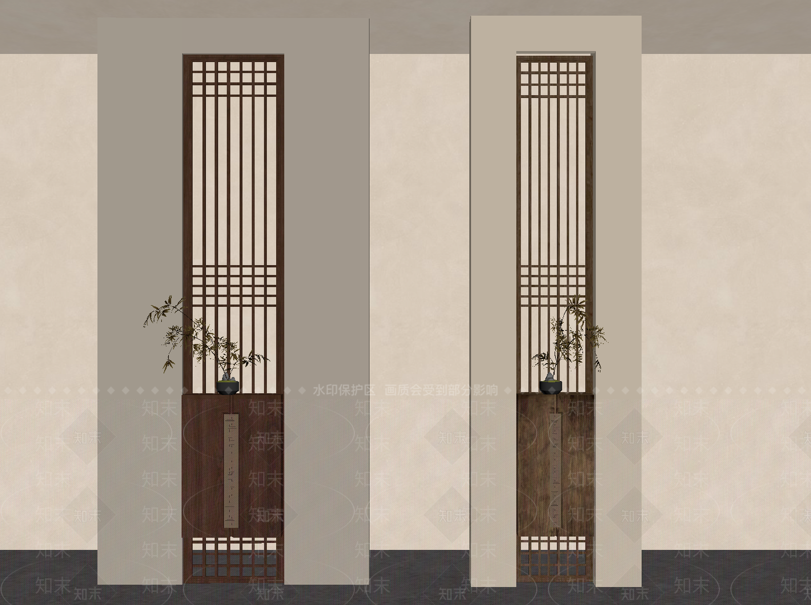 新中式隔断SU模型下载【ID:1190668558】