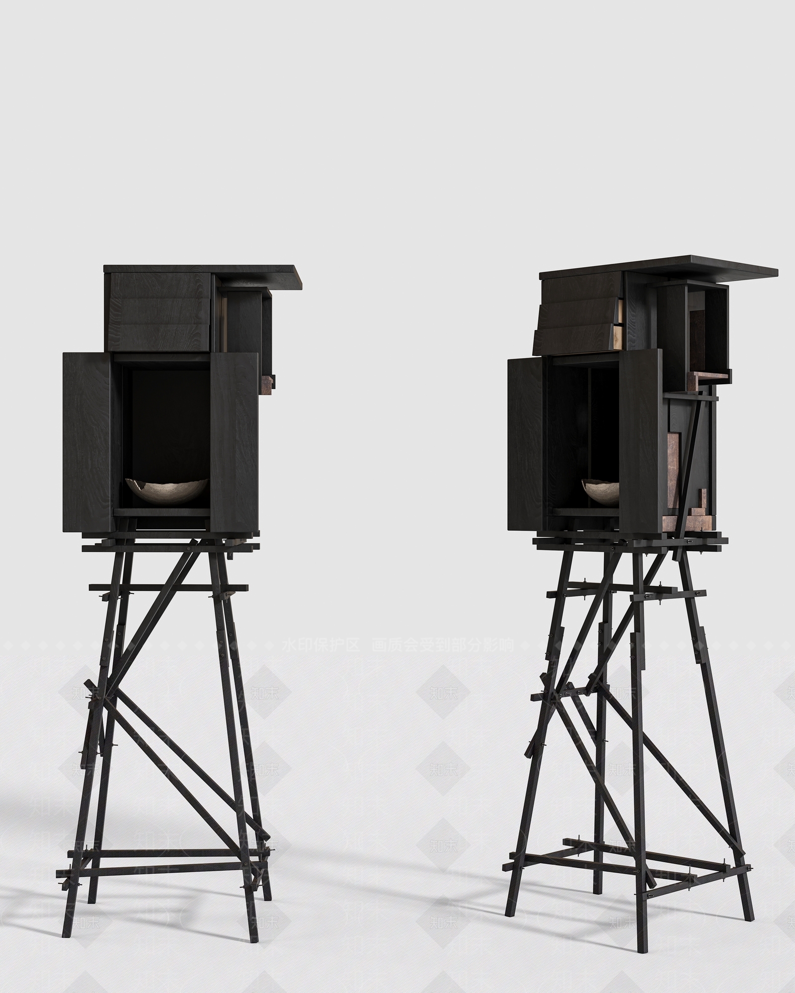 复古中古博古架3D模型下载【ID:1190669769】