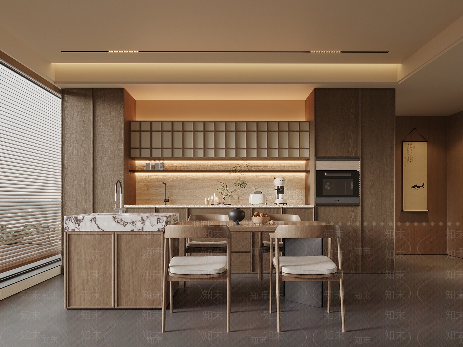 新中式家居餐厅3D模型下载【ID:1190671527】