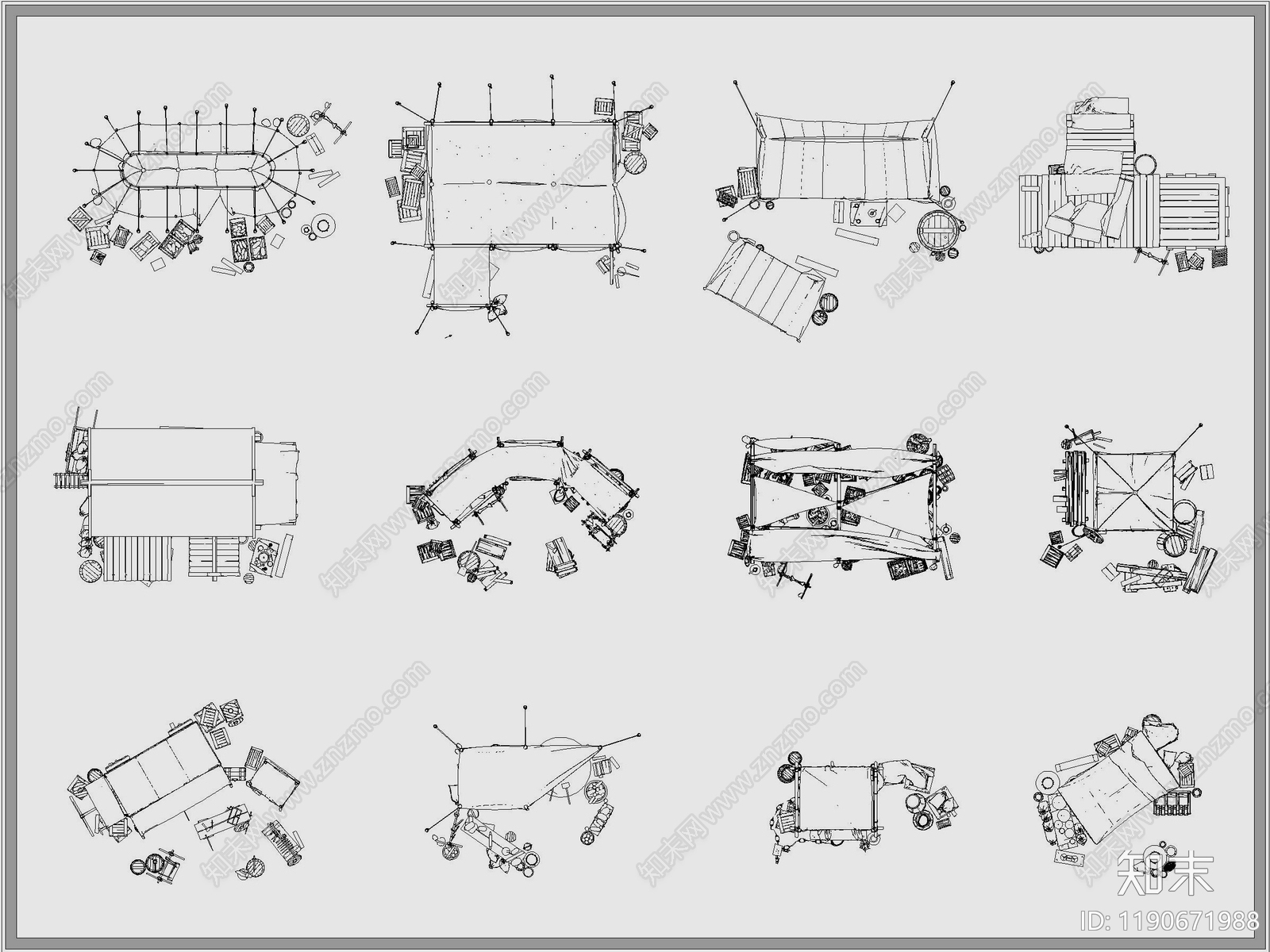 现代新中式帐篷施工图下载【ID:1190671988】
