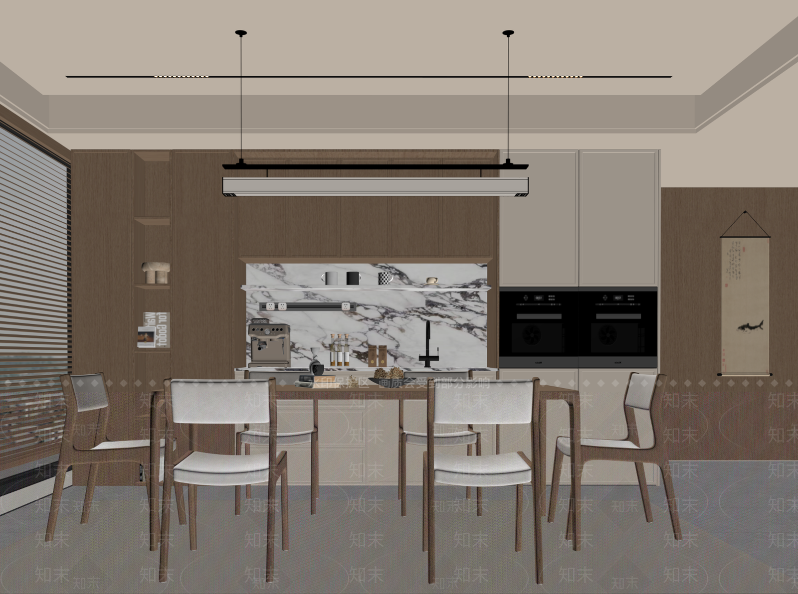 新中式客餐厅SU模型下载【ID:1190672185】