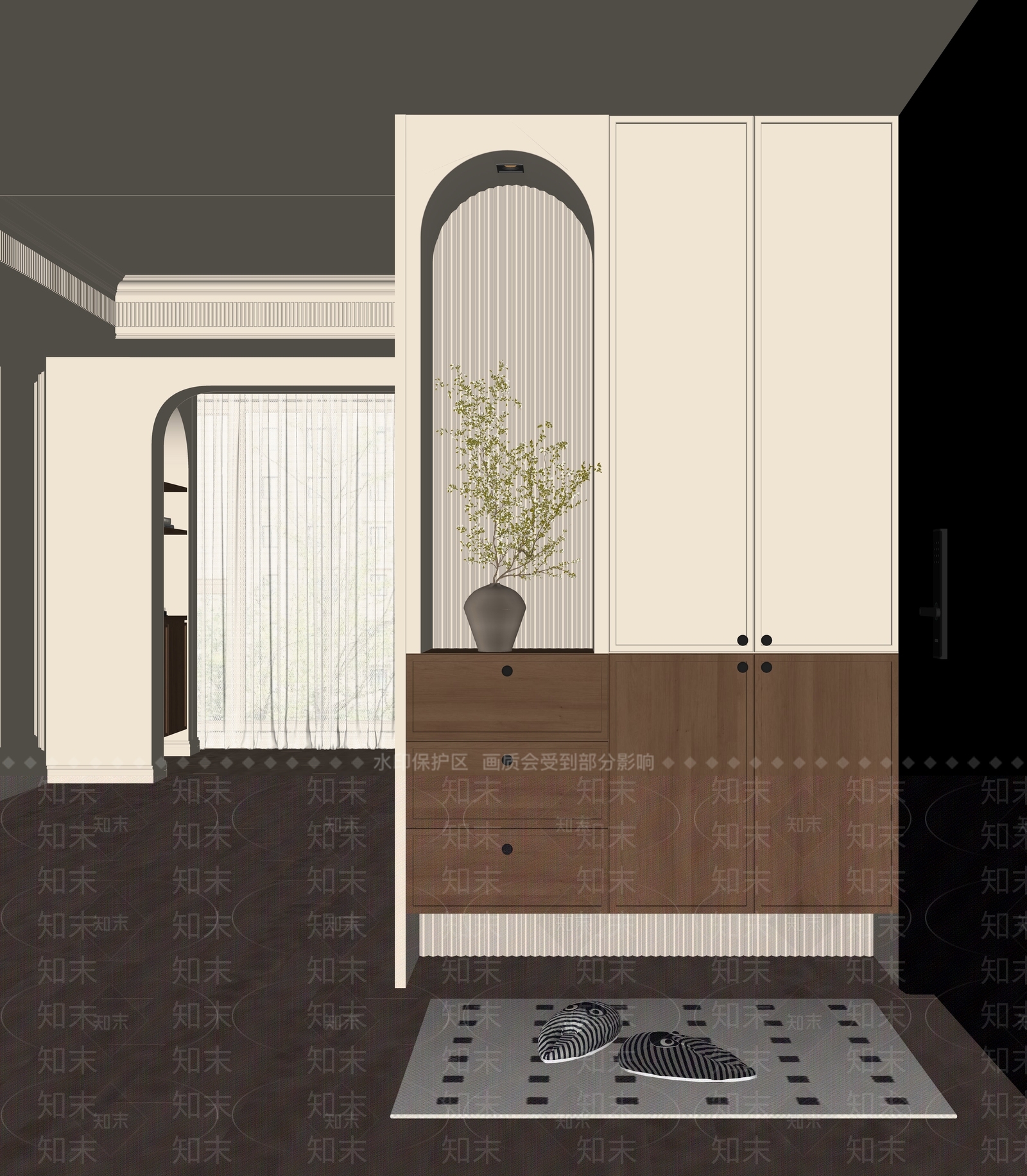 现代鞋柜SU模型下载【ID:1190672549】
