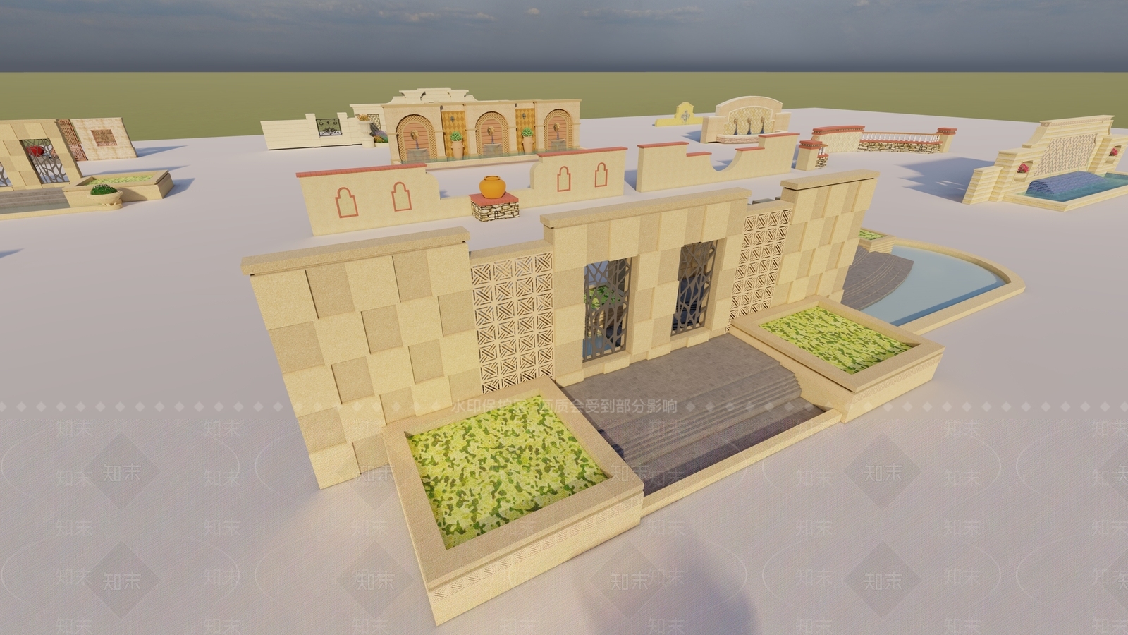 欧式复古景墙SU模型下载【ID:1190673763】
