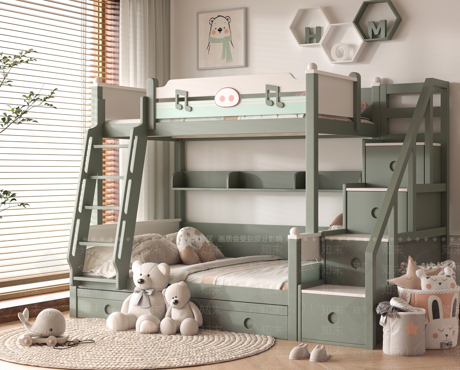 现代上下床3D模型下载【ID:1190674684】