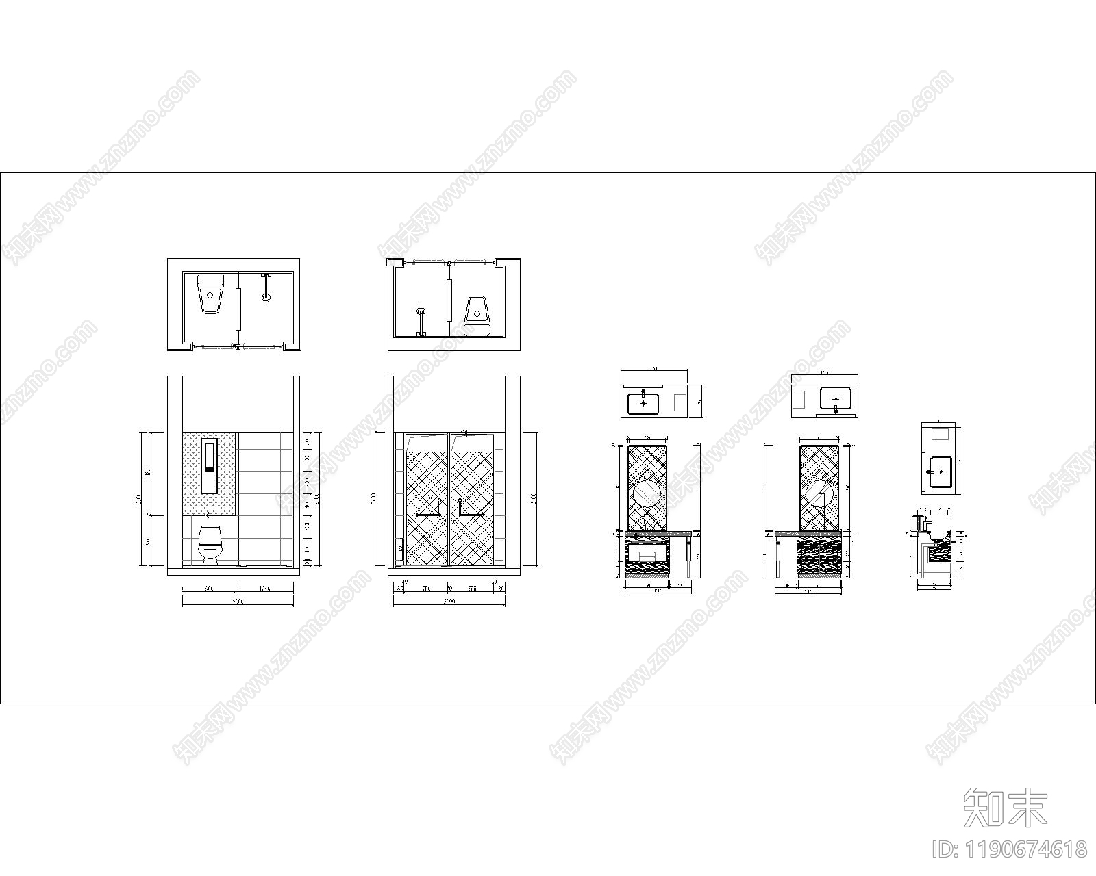 酒店卫生间施工图下载【ID:1190674618】